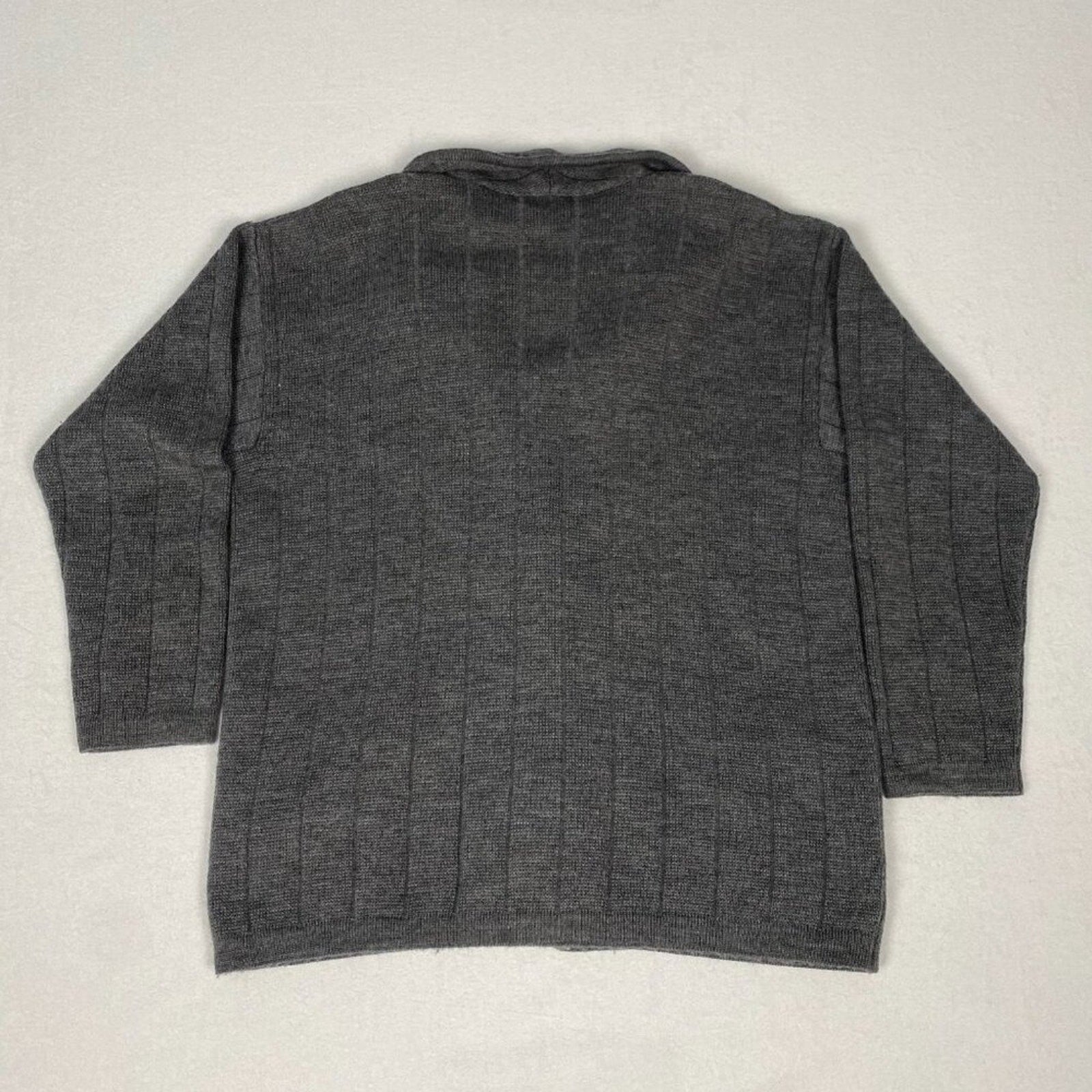 Vintage Brooks Brothers Wool Made in Italy Grey Knit Cardigan Jacket Coat XL
