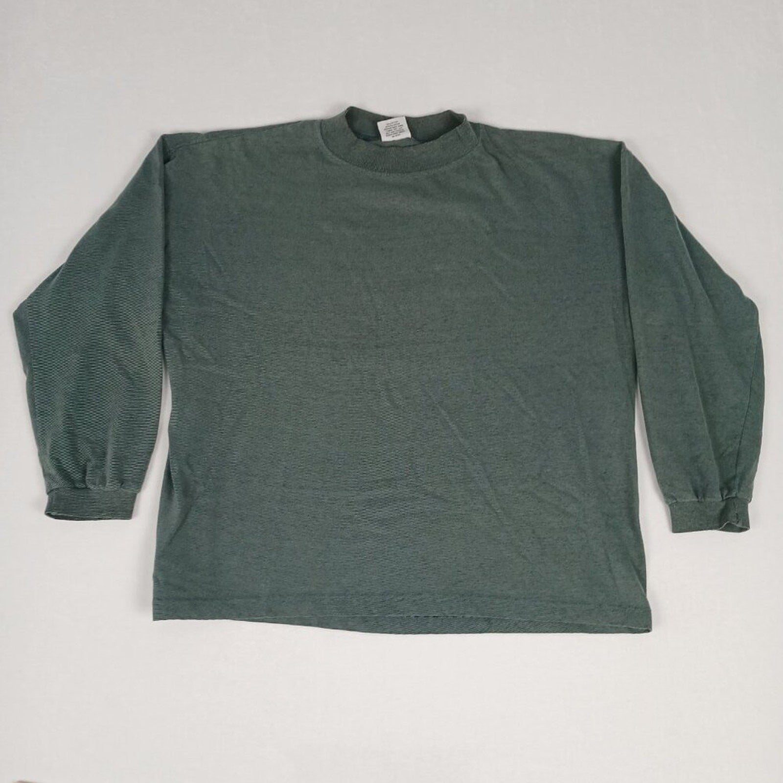 Vintage 80s Made in USA Key Elements Green Long Sleeve Turtleneck Shirt Size XL