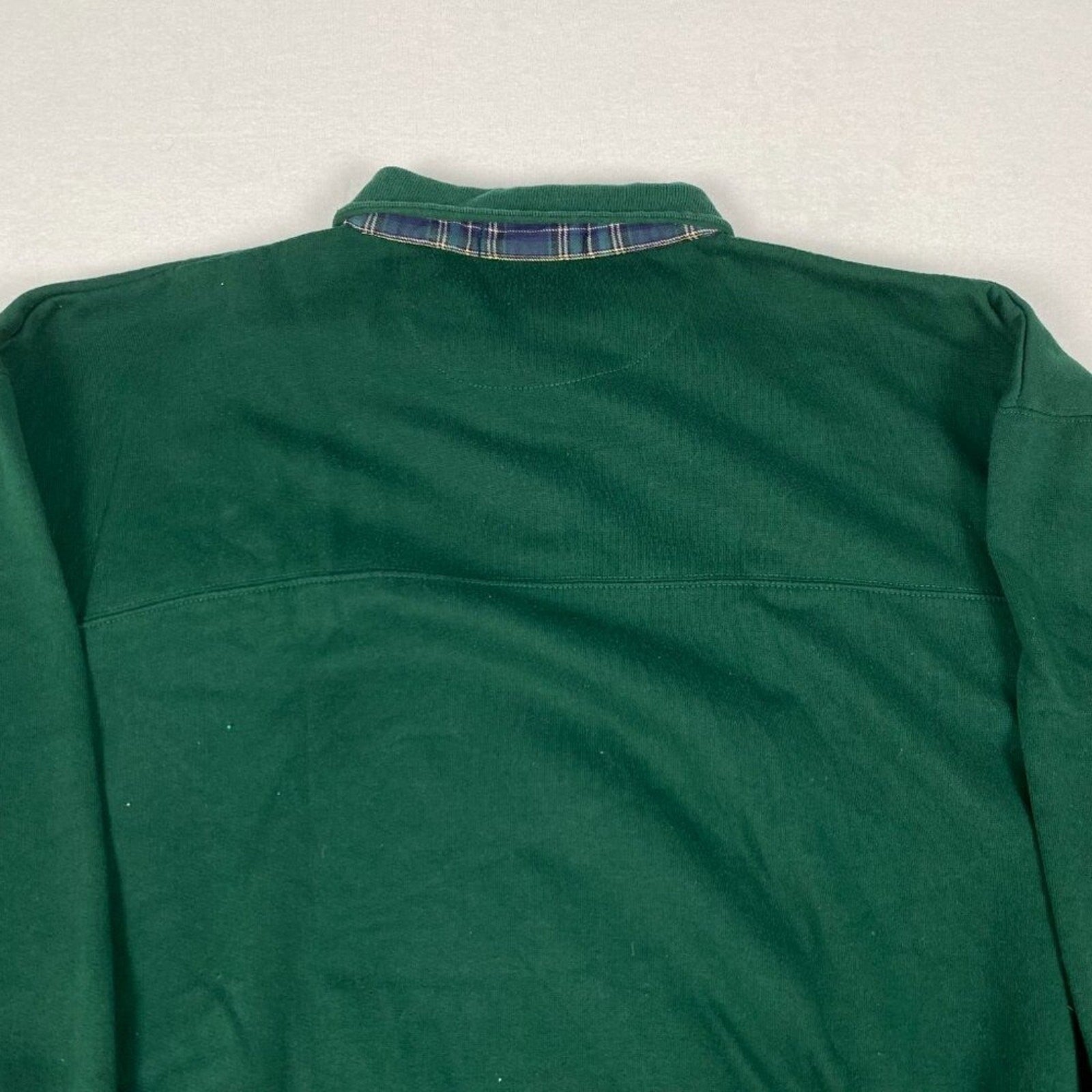Vintage Knights of Roundtable Green Plaid Detail Collared 1/4 Button Sweater