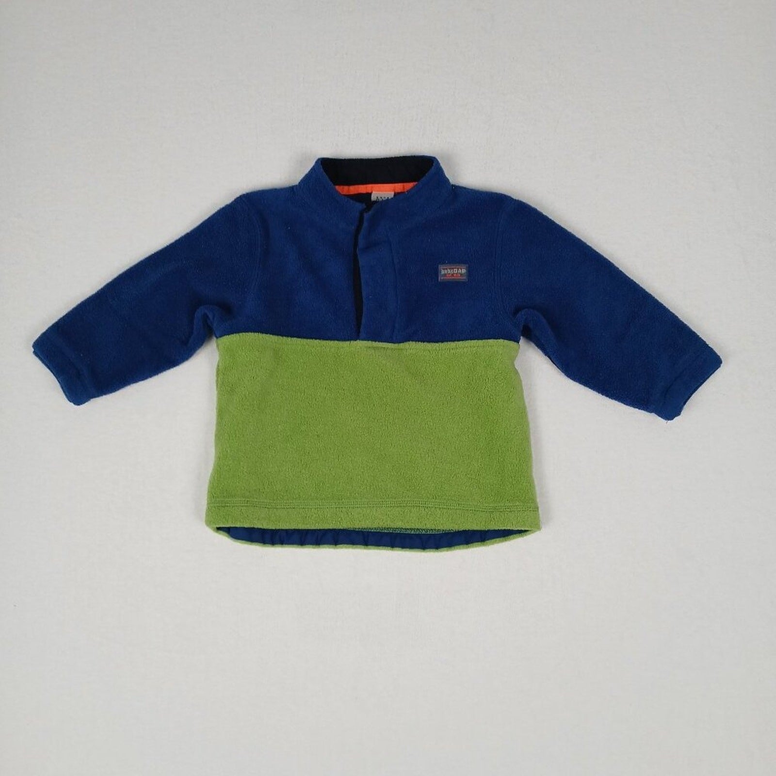 Baby Gap Color Block Fleece Green Blue 1/4 Zip Pullover Sweater Size 3