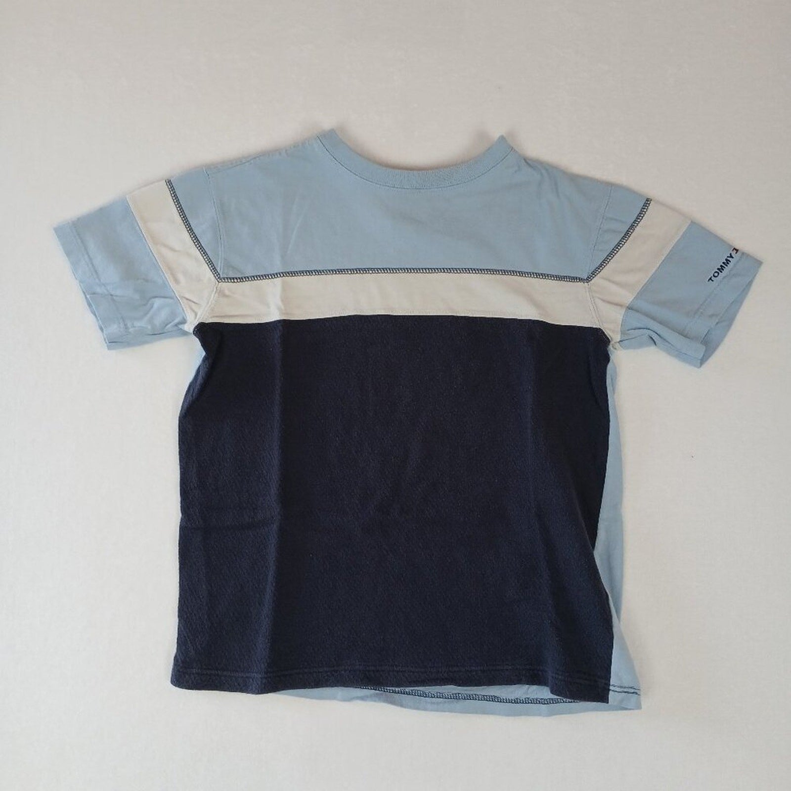 Tommy Hilfiger Blue Color Block Cotton Tee
