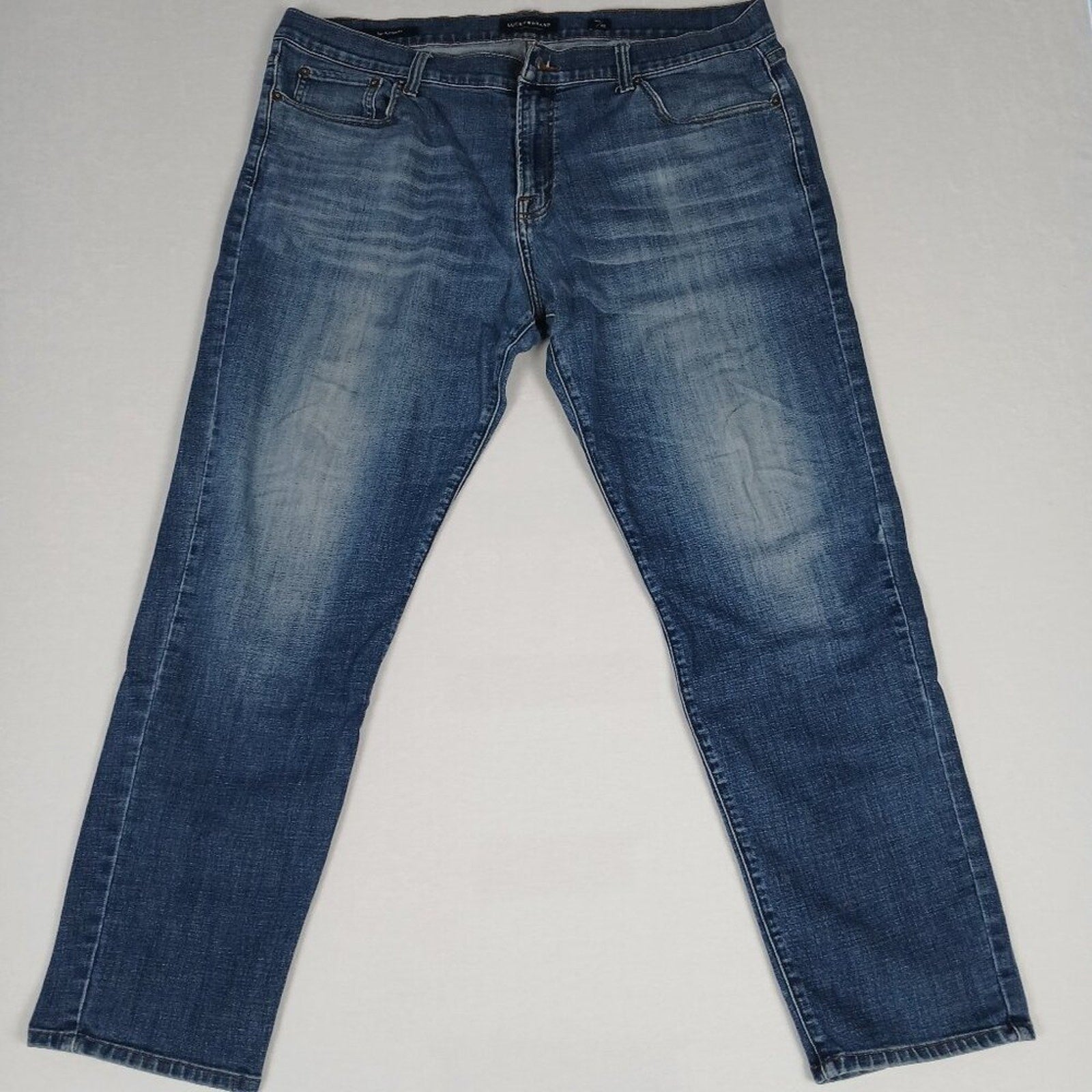 Lucky Brand 221 Straight Darkwash Whiskered Cotton Blue Jeans 40x31
