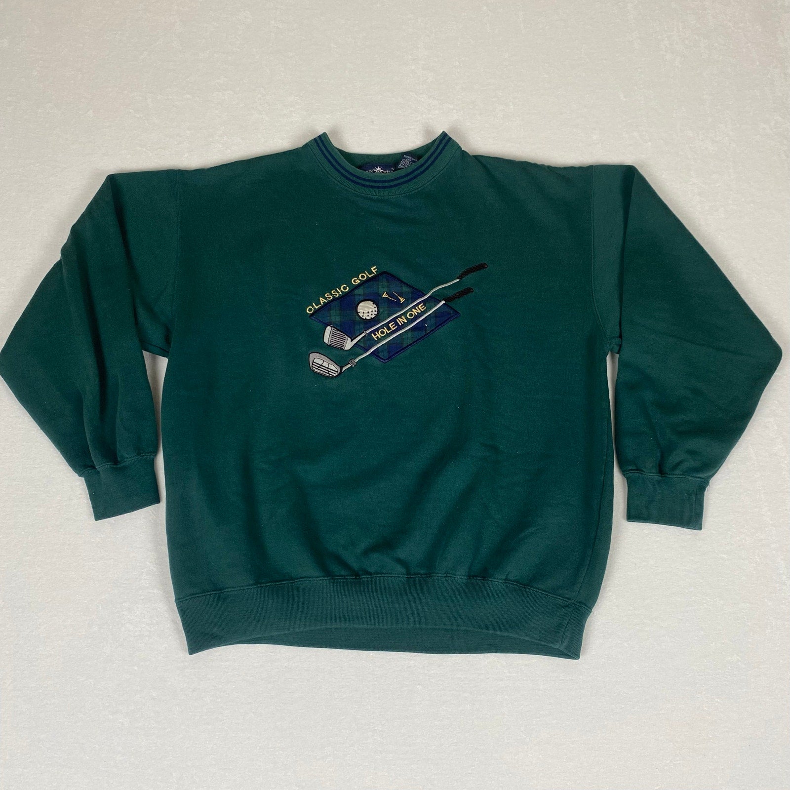 Vintage Classic Golf Put Hole in One Novelty Graphic Green Pullover Sweatshirt