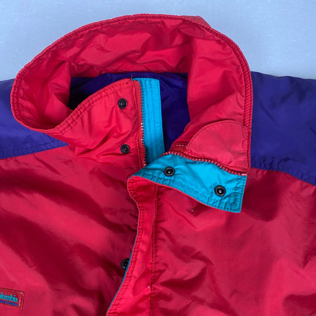 Vintage 90s Columbia Radial Sleeve Powder Keg Purple Red Windbreaker Jacket