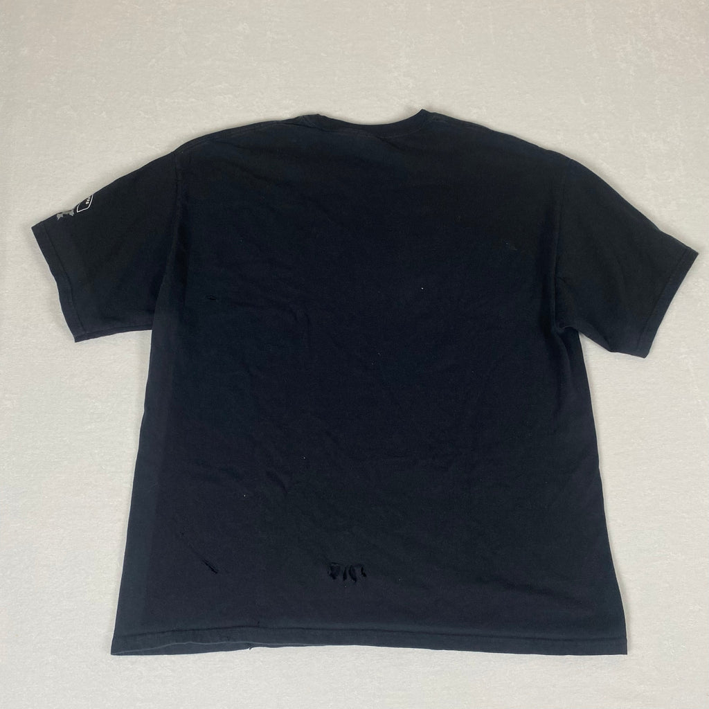 Harley Davidson Owners Group Omaha Flames Distressed Faded Black Cotton Tee