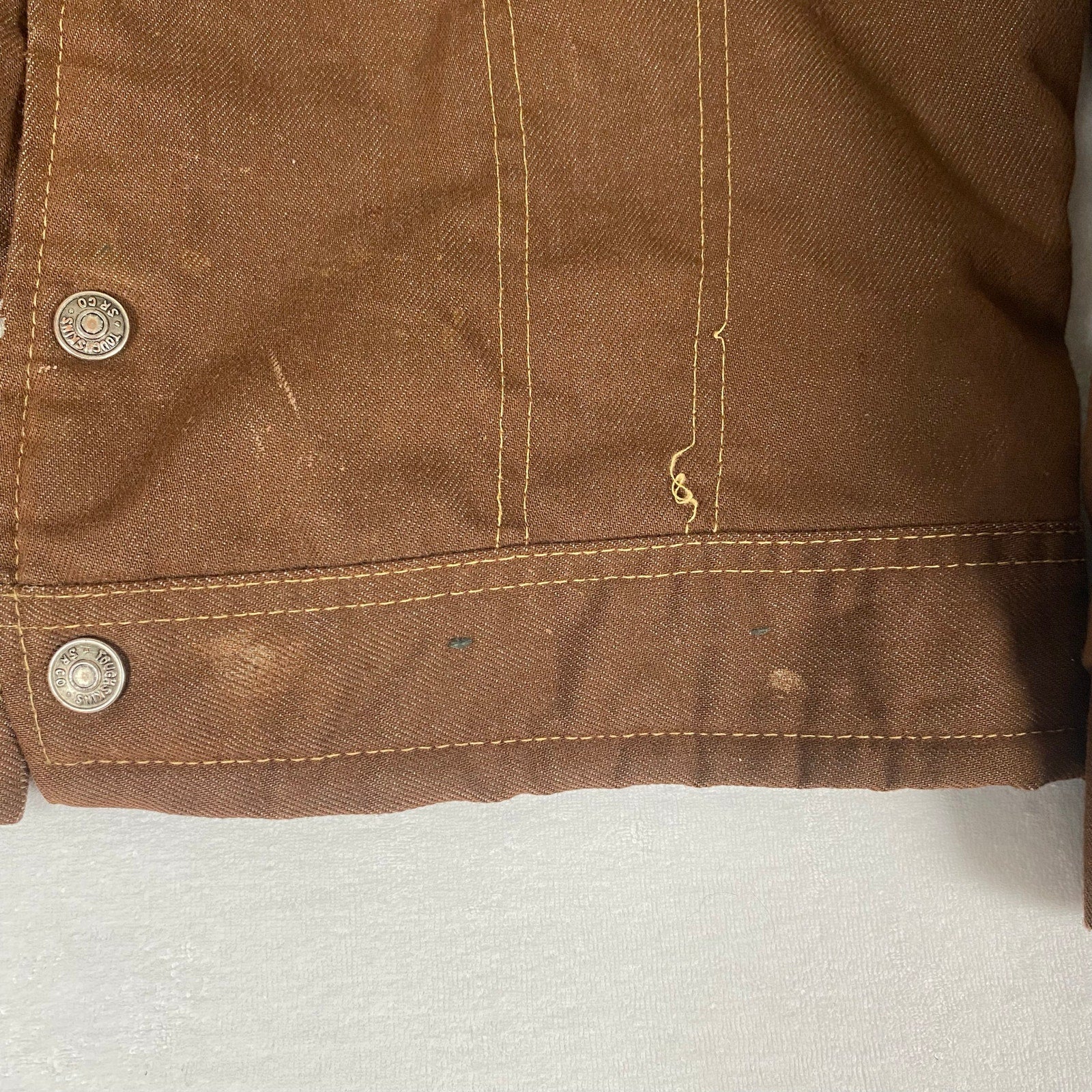 Vintage 70s Sears Made in USA Put On Shop Sherpa Lined Brown Trucker Work Jacket