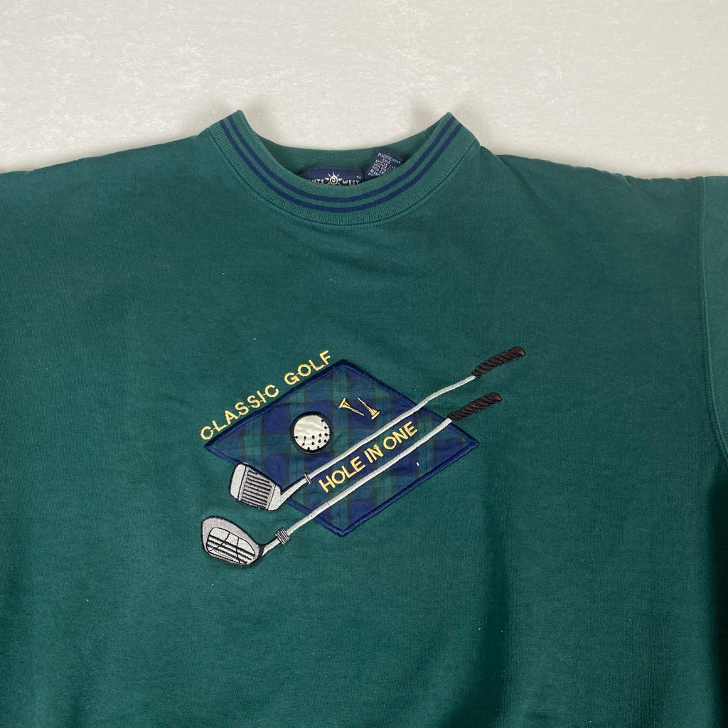 Vintage Classic Golf Put Hole in One Novelty Graphic Green Pullover Sweatshirt