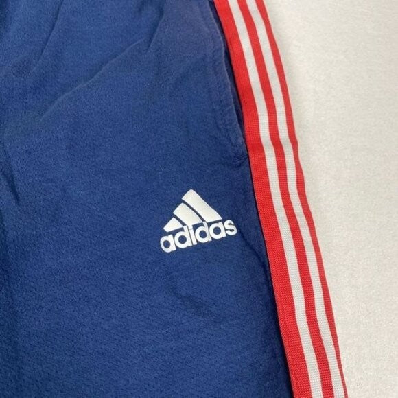 Adidas Men Navy Blue Red Striped Cotton Jogger Performance Sweatpants Small
