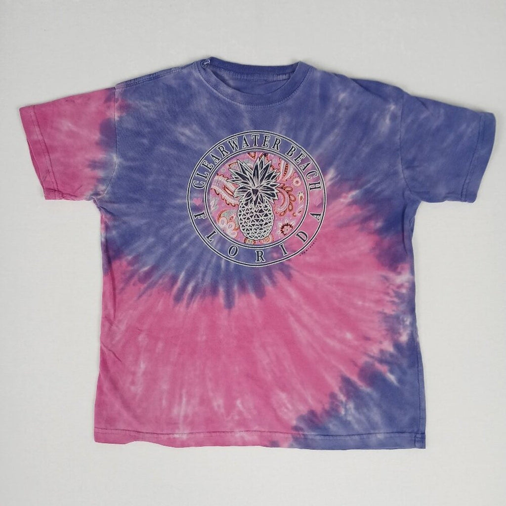 Clearwater Beach Florida Purple Pink Tie Dye Pineapple Graphic Tee