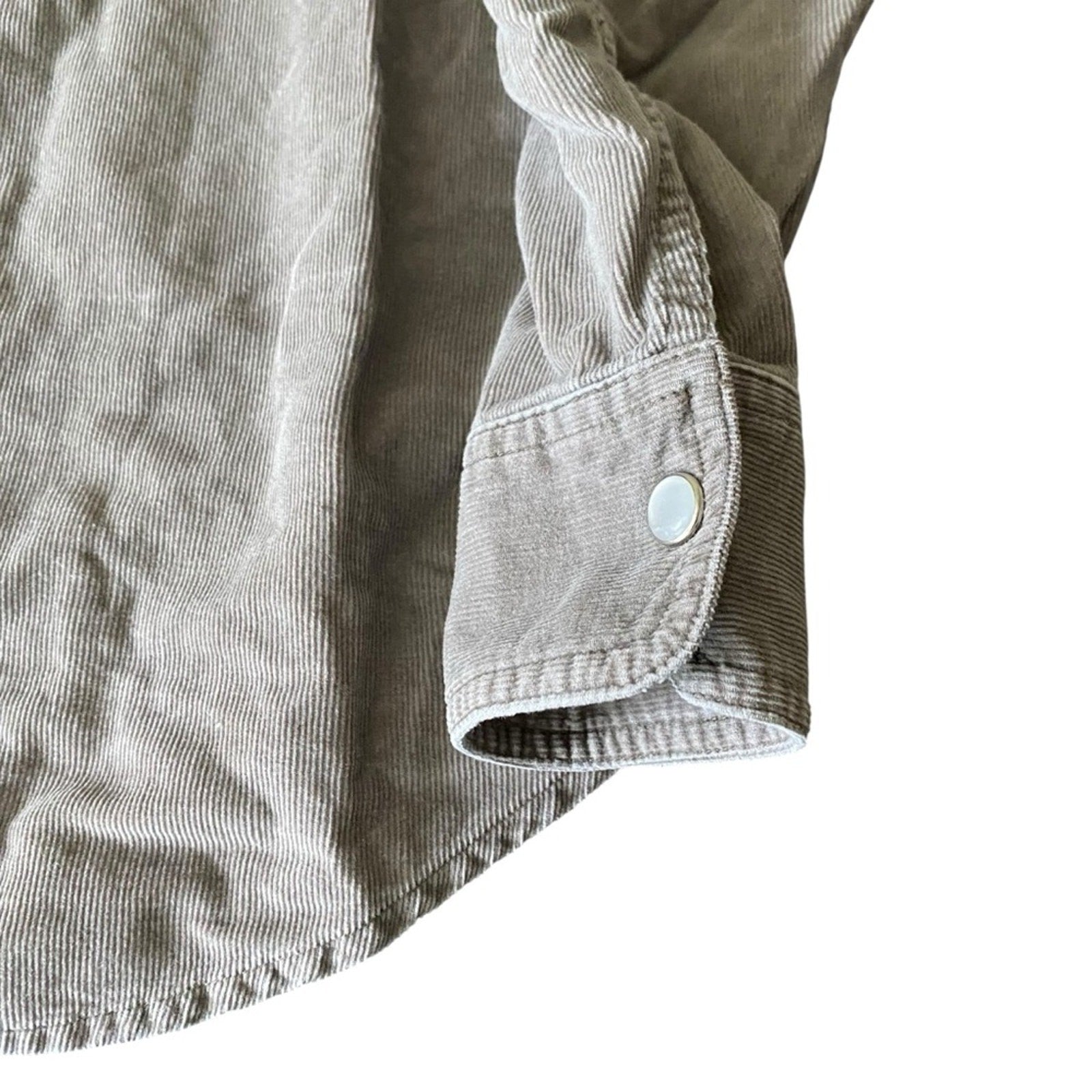 Vintage 90s Marsh Landing Cords Pearl Snap Button Corduroy Cotton Tan Shirt