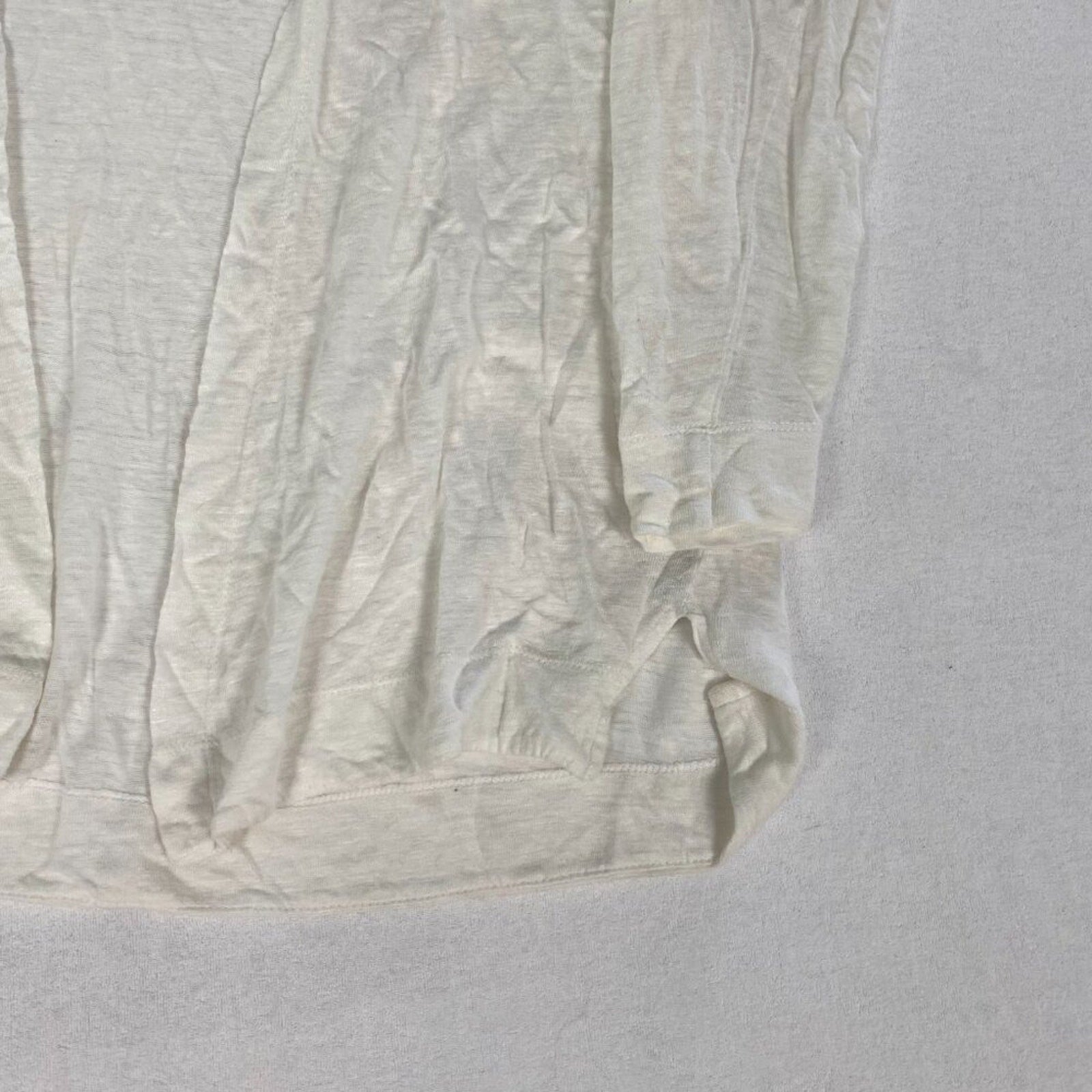 Cynthia Rowley Linen Flowy Boho Summer White Ivory Open Front Cardigan Hoodie