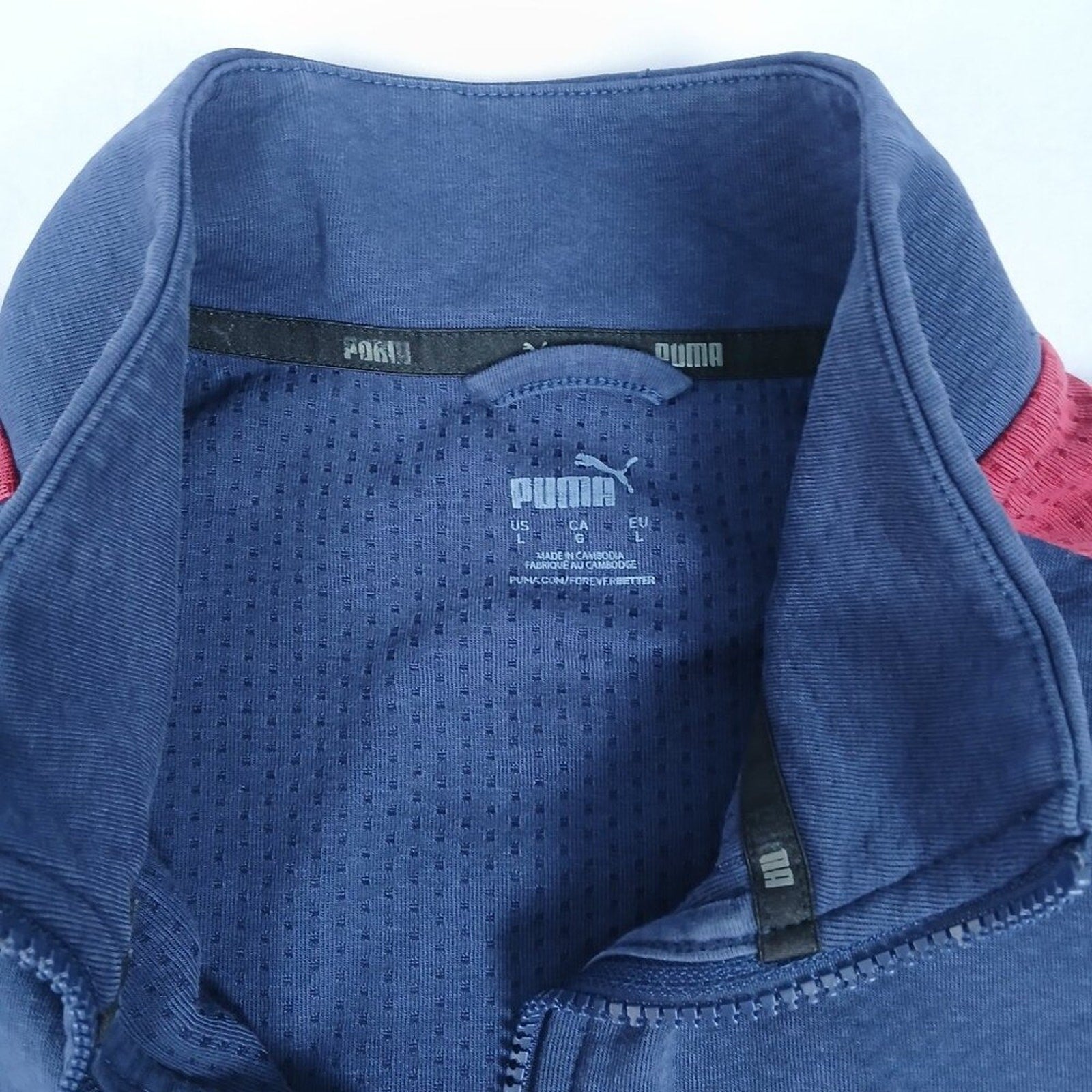 Puma Navy Blue Ted Stripe Graphic Zipper Athletic Jacket Size Large