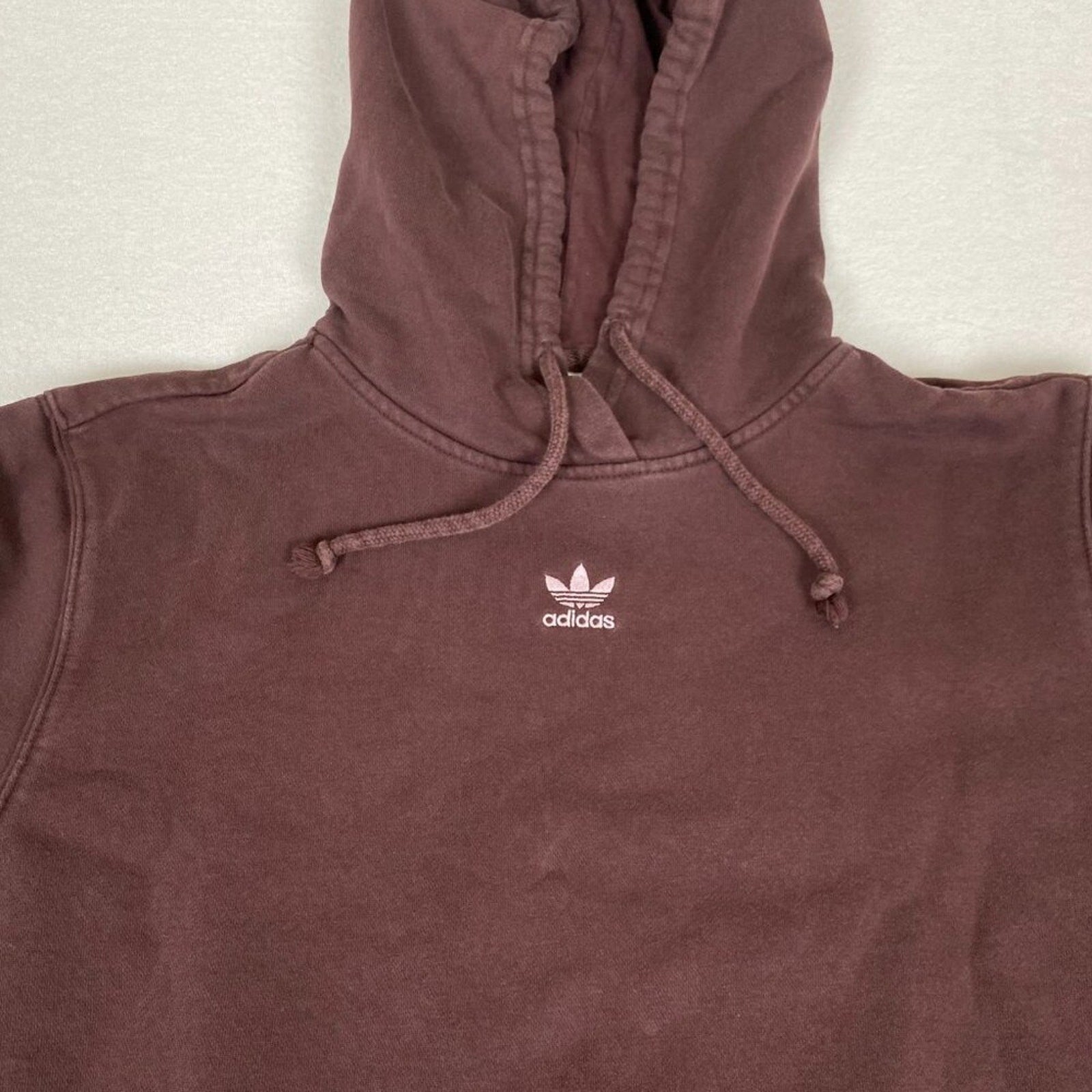 Adidas Spellout Logo Dark Maroon Brown Hoodie Sweatshirt