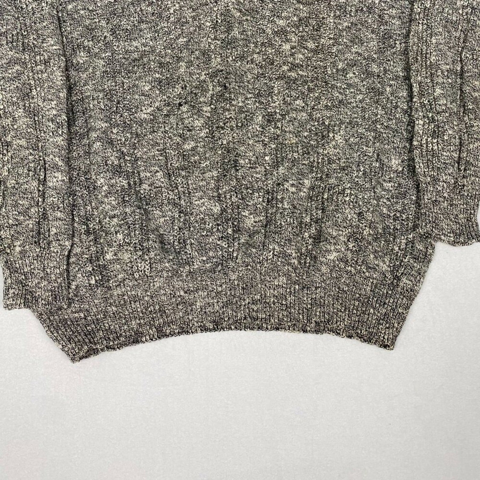 Vintage Damon Made in USA Big Man Grey Soft Heavy Textured Knit V Neck Sweater