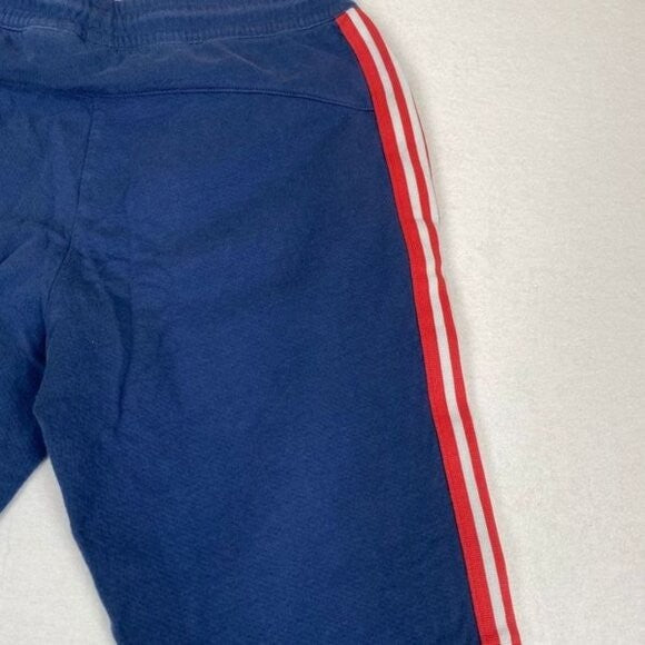 Adidas Men Navy Blue Red Striped Cotton Jogger Performance Sweatpants Small