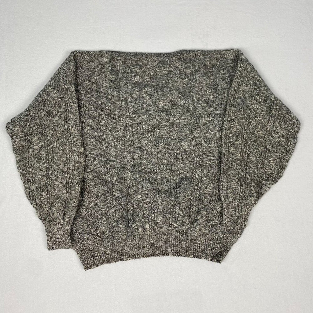 Vintage Damon Made in USA Big Man Grey Soft Heavy Textured Knit V Neck Sweater