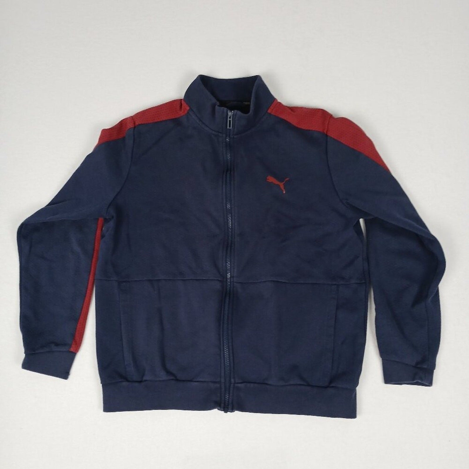 Puma Navy Blue Ted Stripe Graphic Zipper Athletic Jacket Size Large