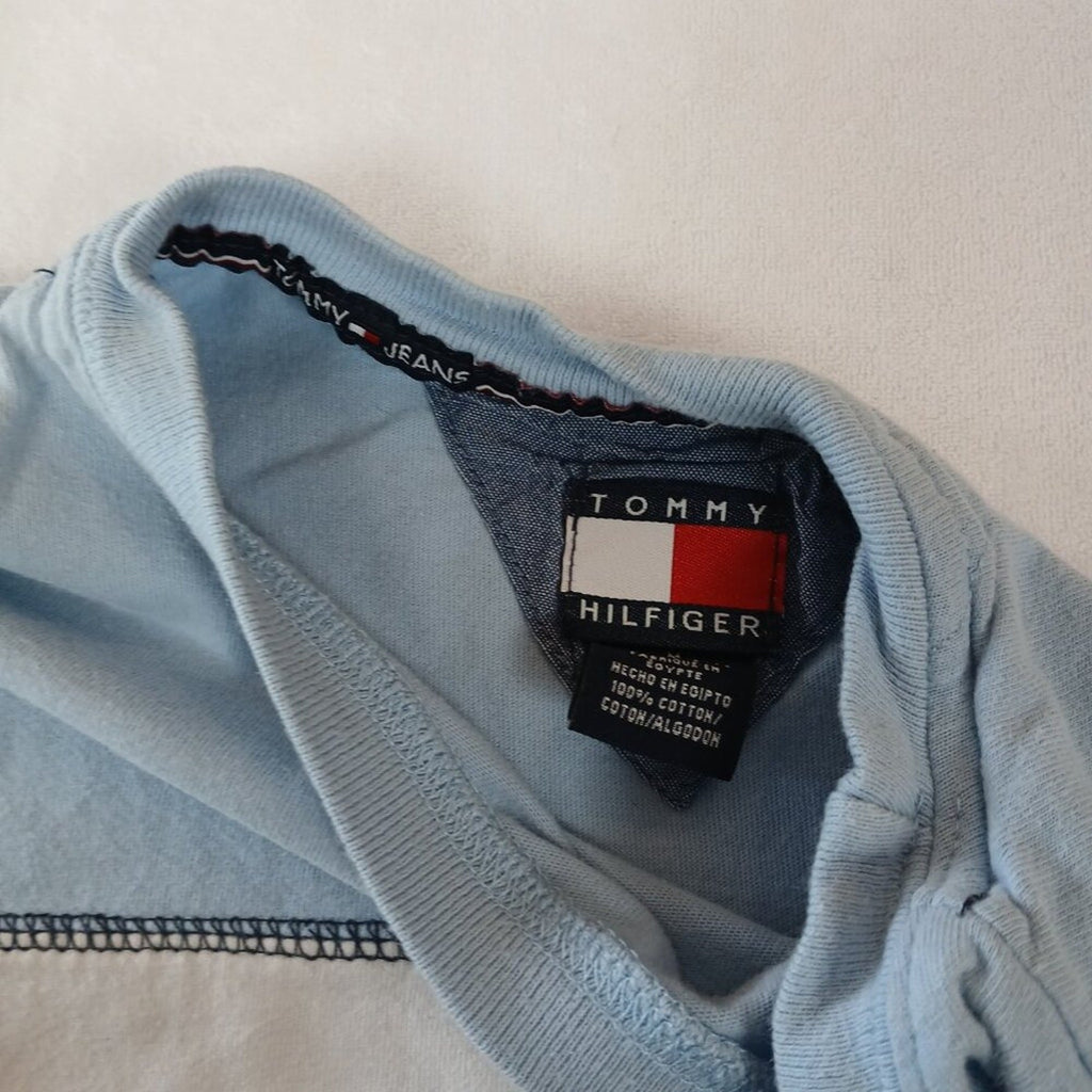 Tommy Hilfiger Blue Color Block Cotton Tee