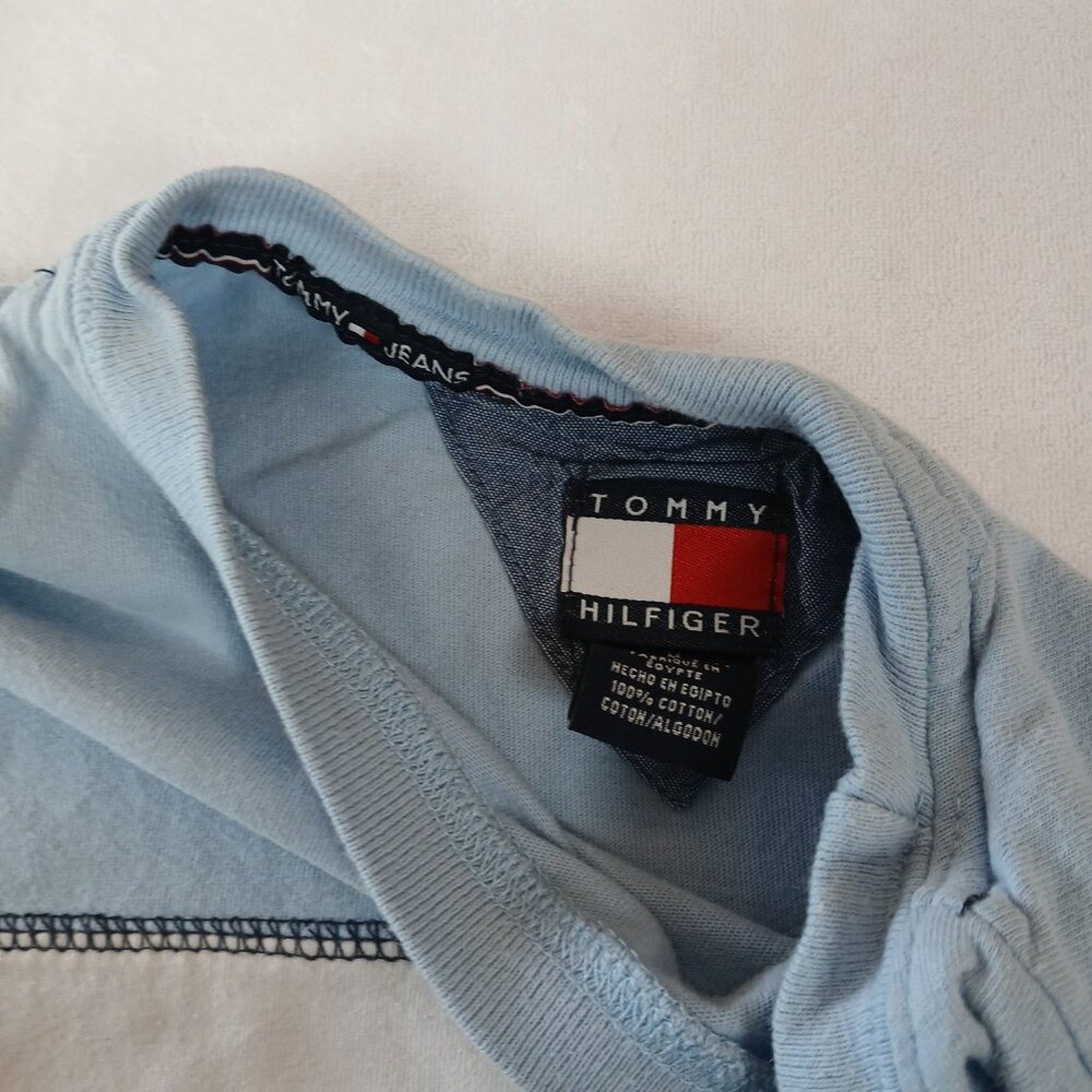 Tommy Hilfiger Blue Color Block Cotton Tee