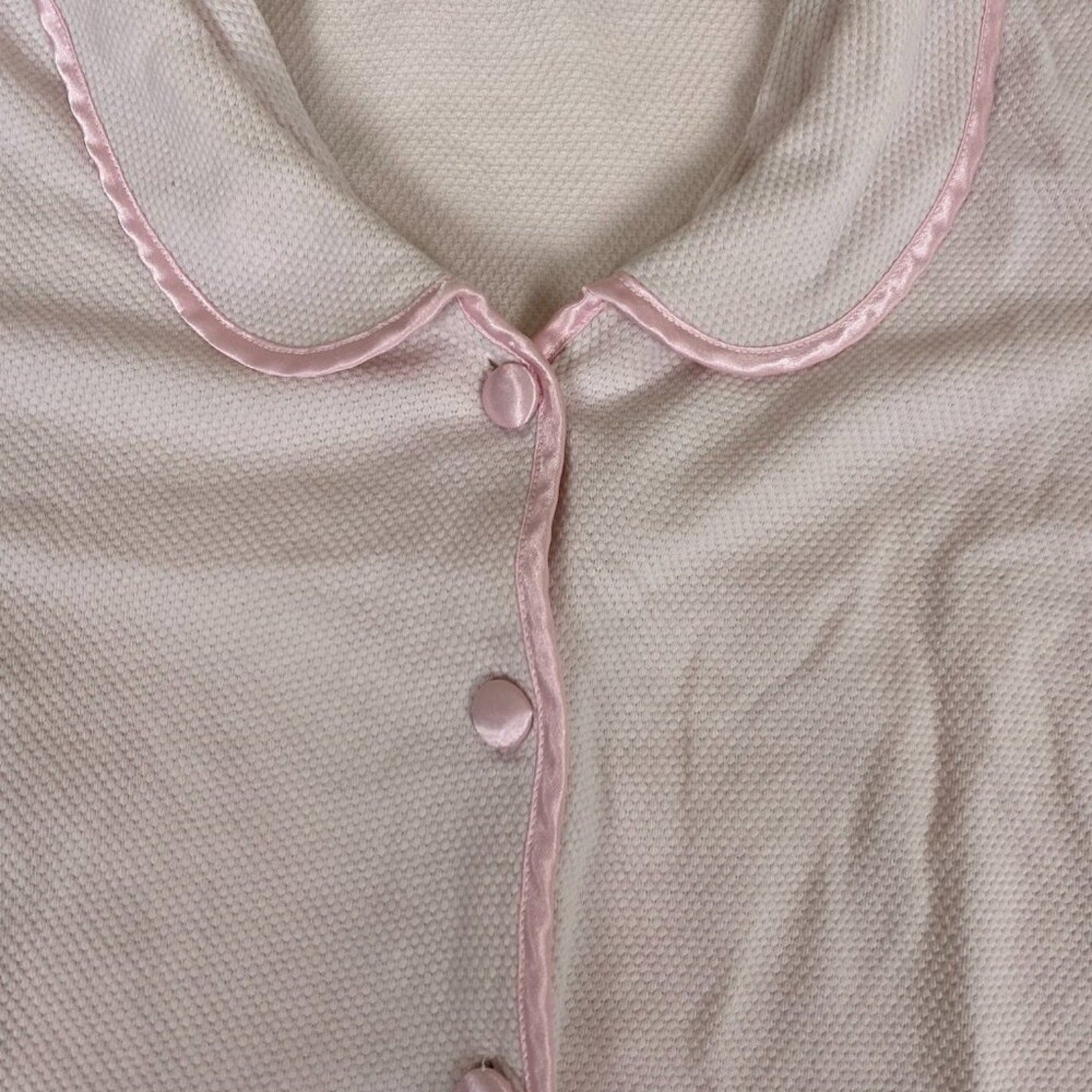 Vintage Victoria's Secret Smooth Satin Detail Night Crop Pale Pink Button Shirt