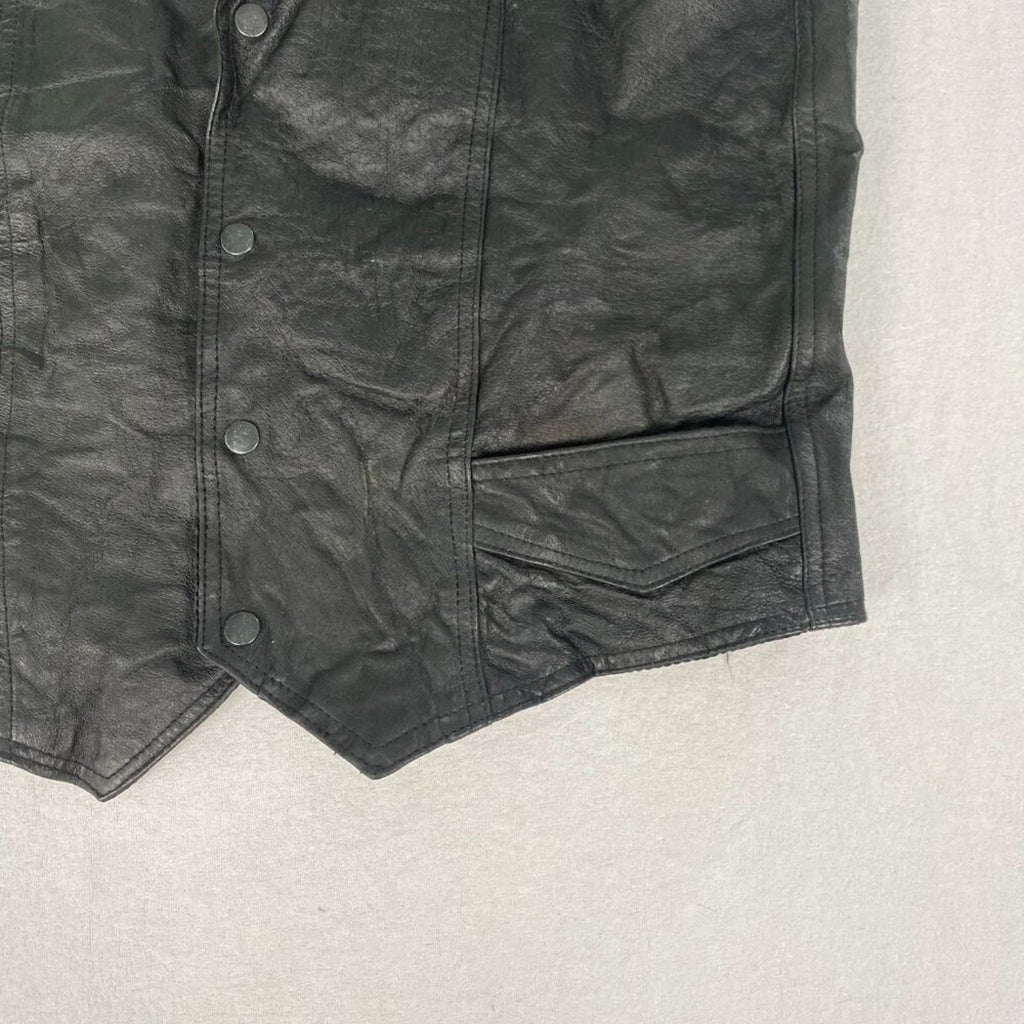 Genuine Leather Motorcycle Cowboy Black Vest Size 48