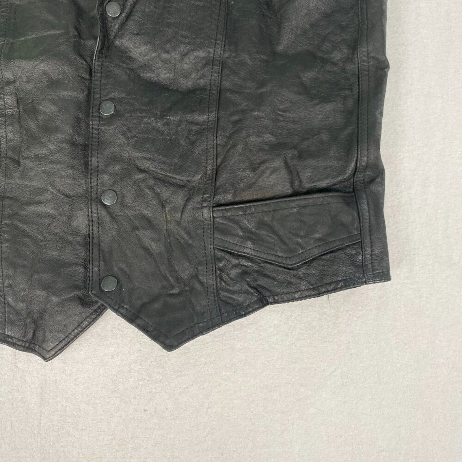 Genuine Leather Motorcycle Cowboy Black Vest Size 48
