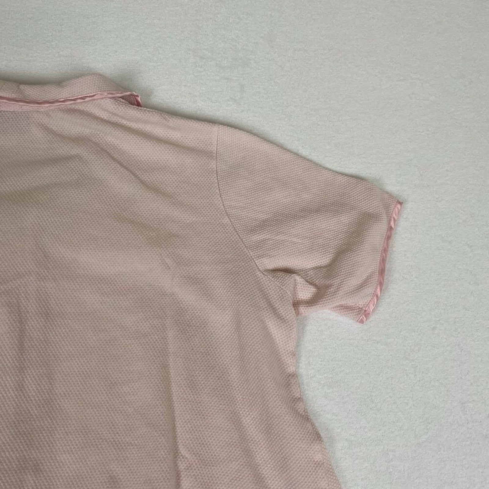 Vintage Victoria's Secret Smooth Satin Detail Night Crop Pale Pink Button Shirt