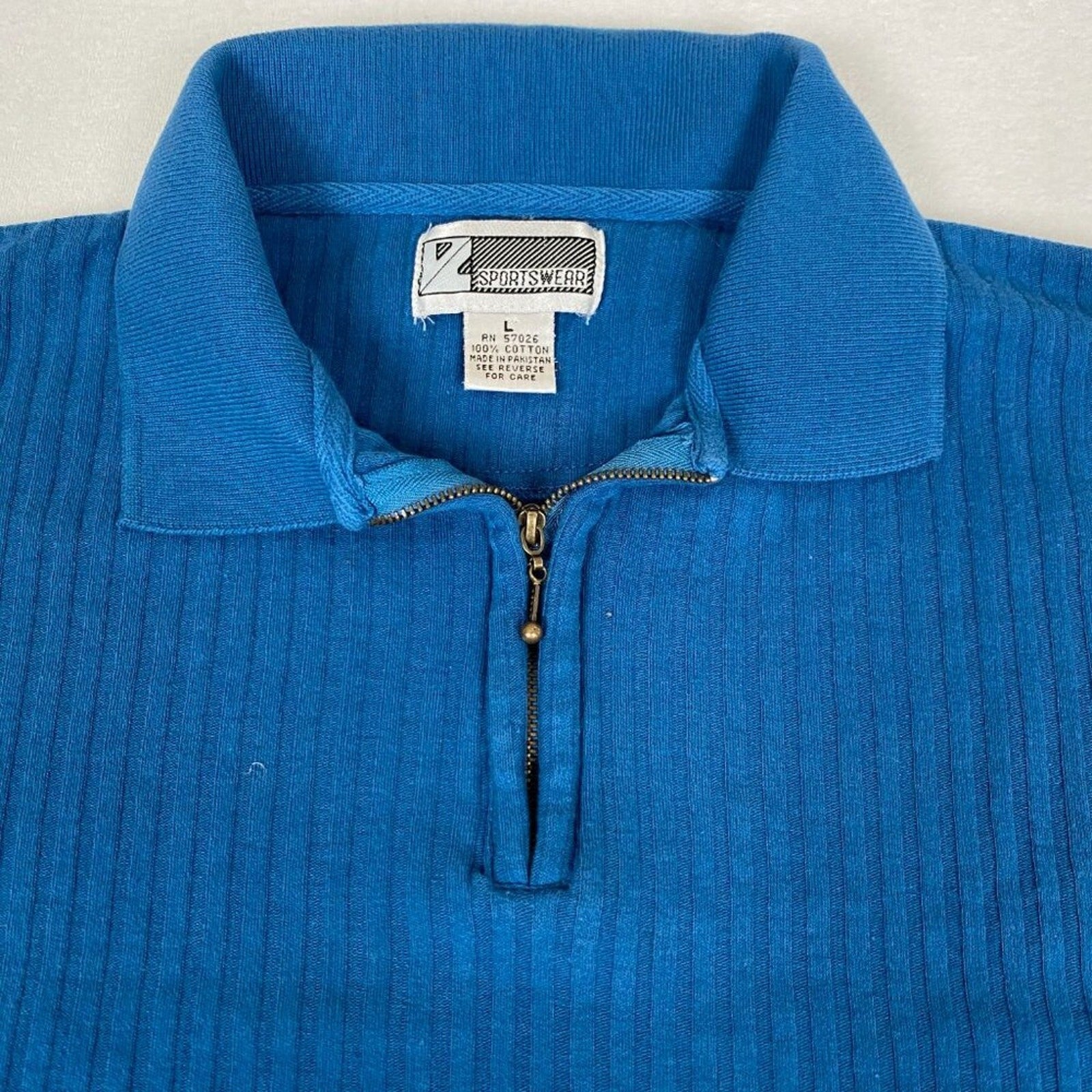 Vintage Sportswear Cotton Preppy 1/4 Zip Short Sleeve Textured Sweater Polo