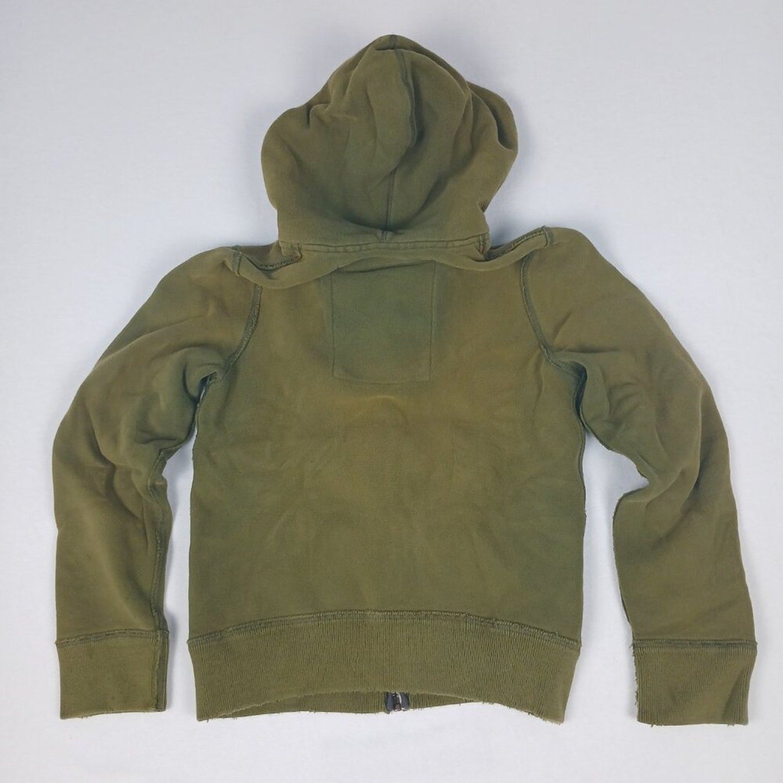 Abercrombie & Fitch Spellout Y2k Distressed Cotton Blend Green Zipper Hoodie