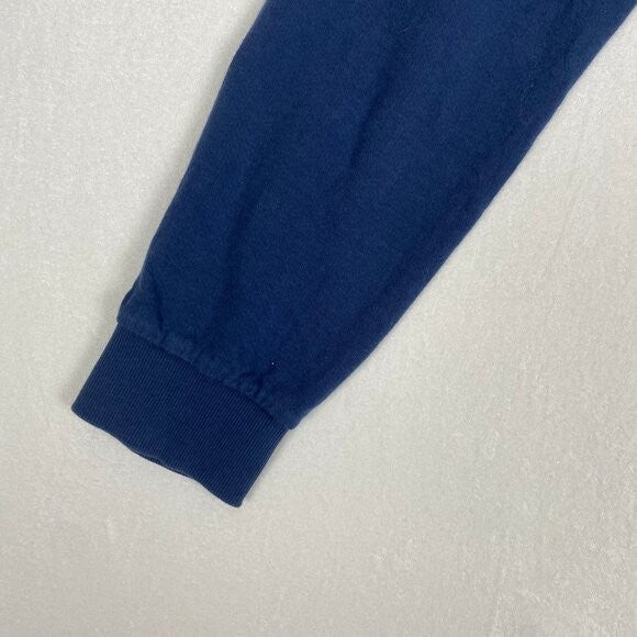 Adidas Men Navy Blue Red Striped Cotton Jogger Performance Sweatpants Small