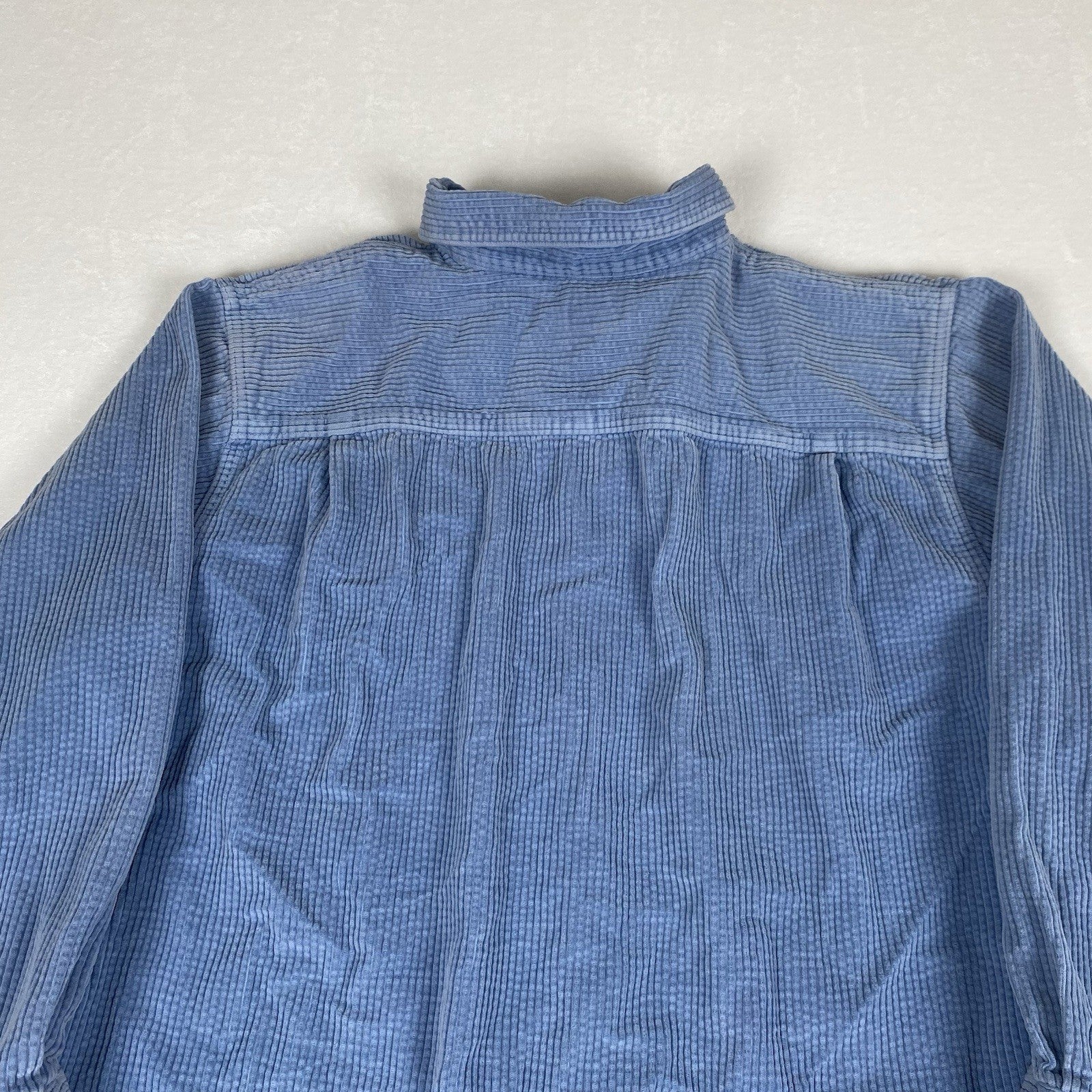 Vintage LL Bean Women's Blue Corduroy Cotton Button Up Shirt 2XL