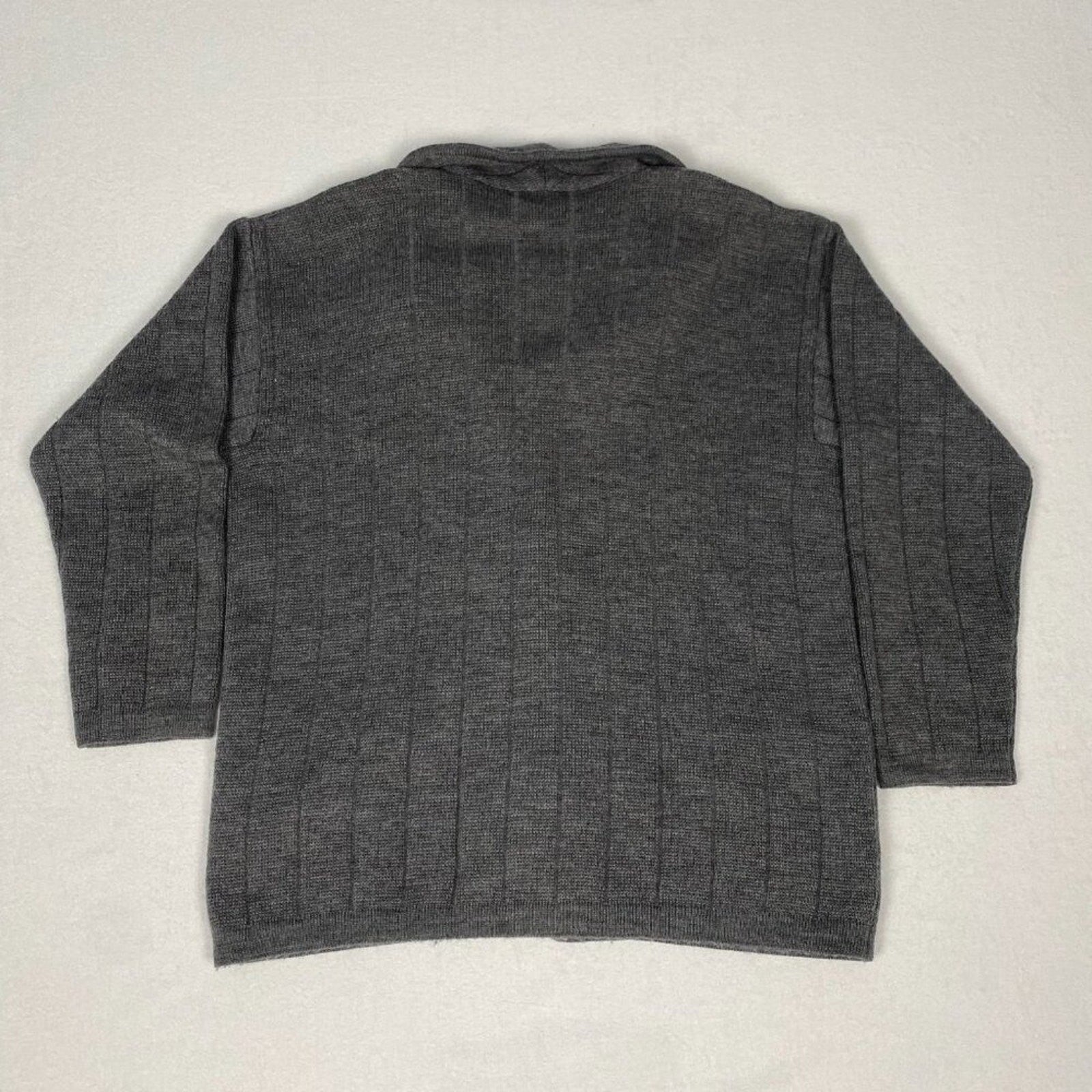 Vintage Brooks Brothers Wool Made in Italy Grey Knit Cardigan Jacket Coat XL