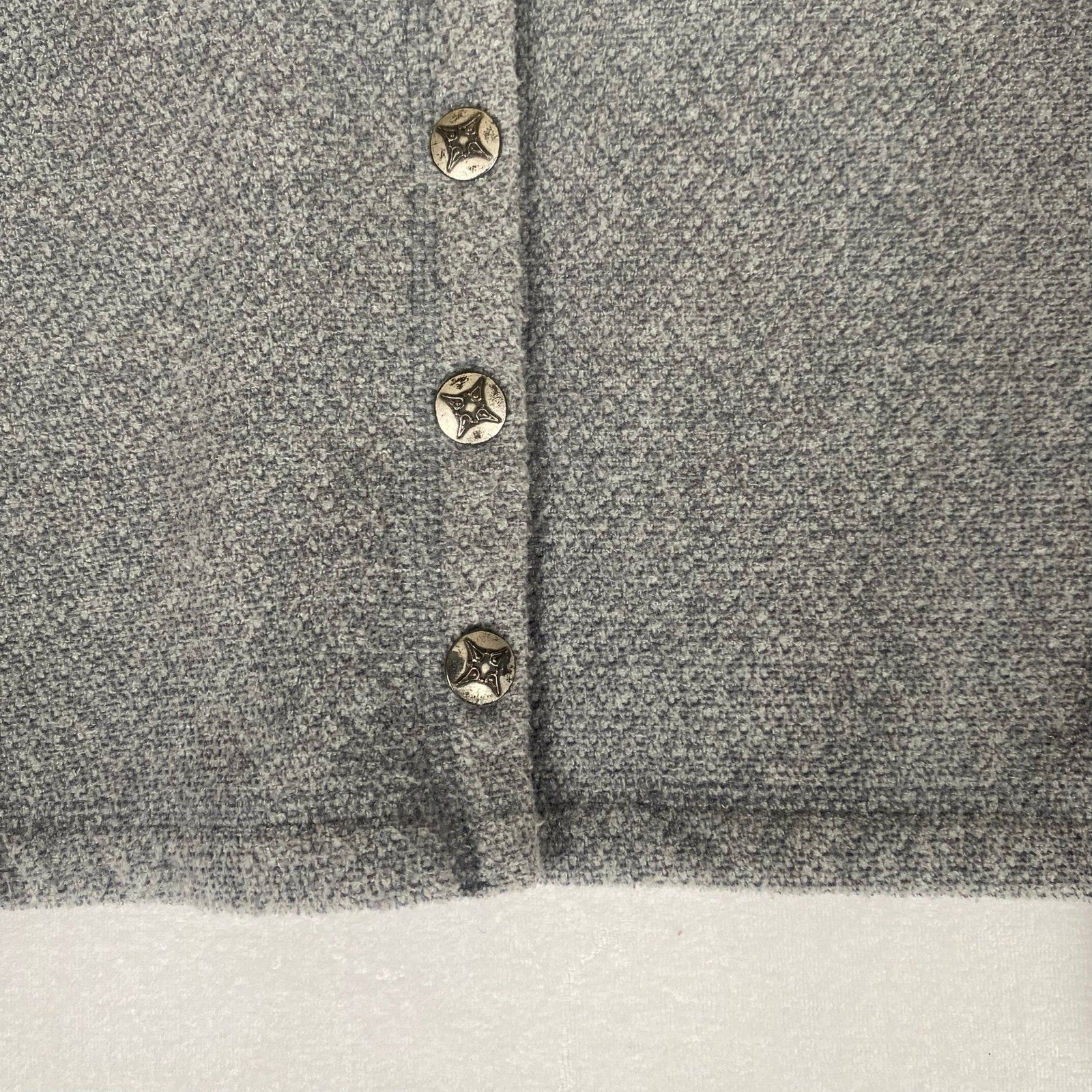 Vintage LL Bean Soft Grey Metal Button Women's Sweater