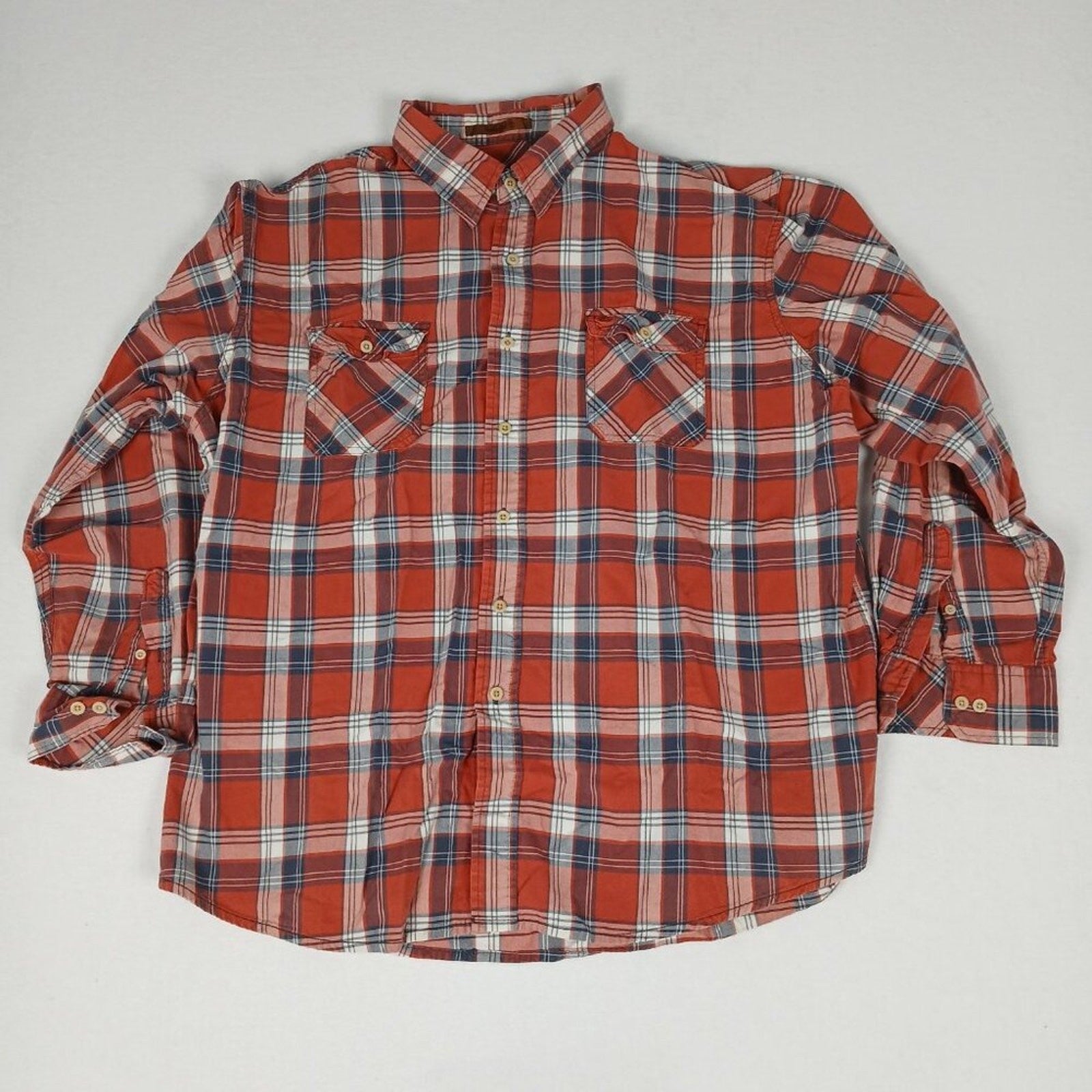 Timberland Checkered Red Plaid Cotton Button Up Long Sleeve Shirt XXL
