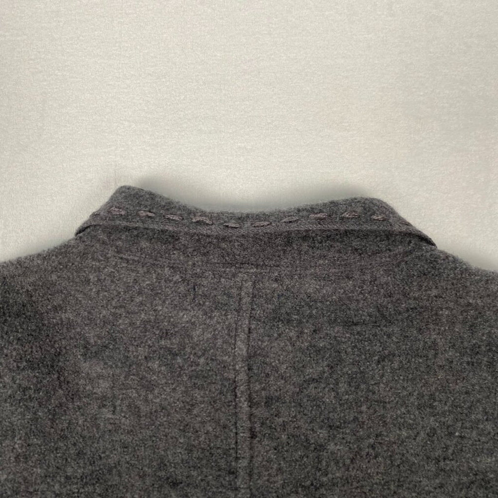 Vintage 90s Charter Club Wool Women's Embroidered Hem Grey Coat Large Petite