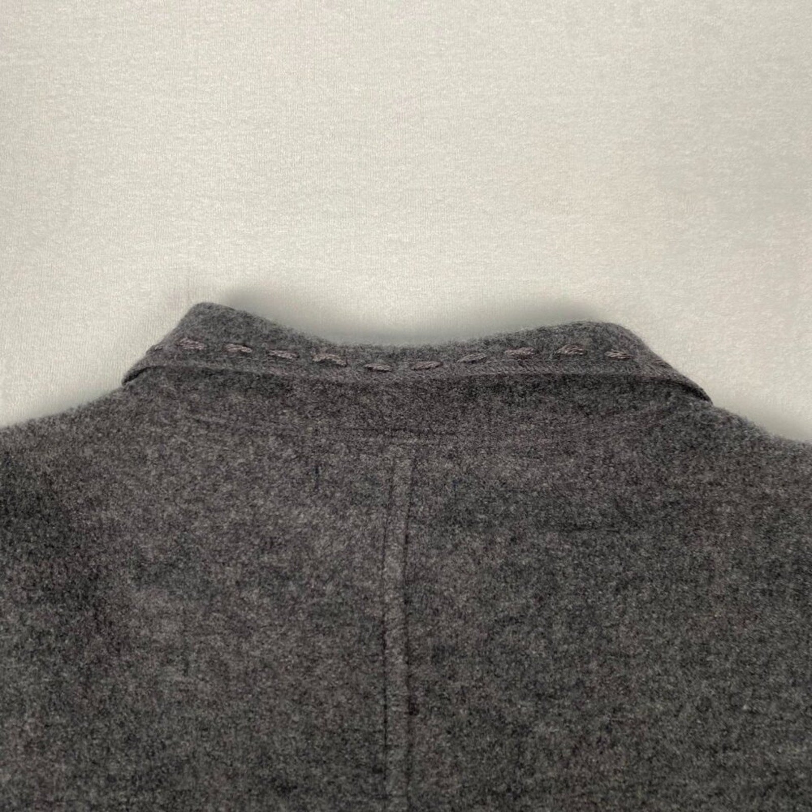 Vintage 90s Charter Club Wool Women's Embroidered Hem Grey Coat Large Petite