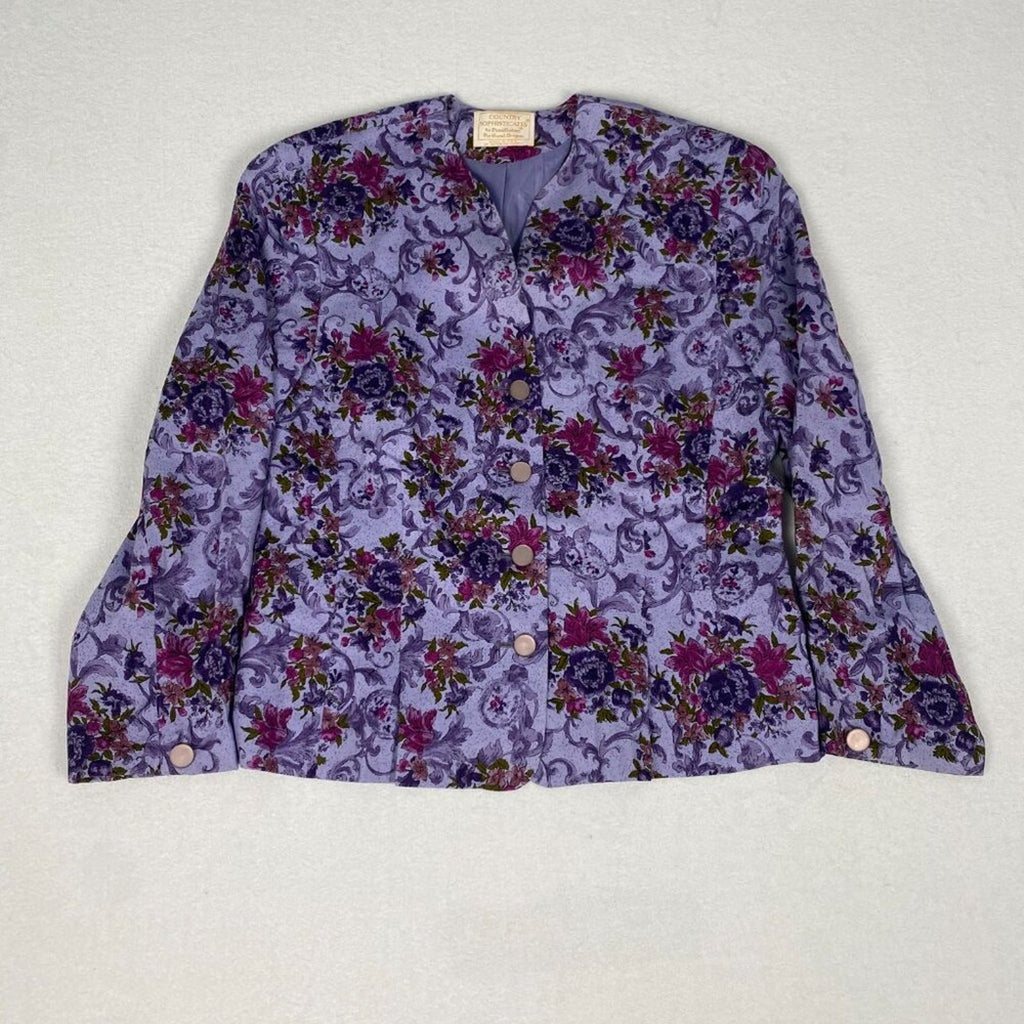 Vintage 80s Pendleton Made in USA Country Sophisticates Purple Ivy Floral Blazer