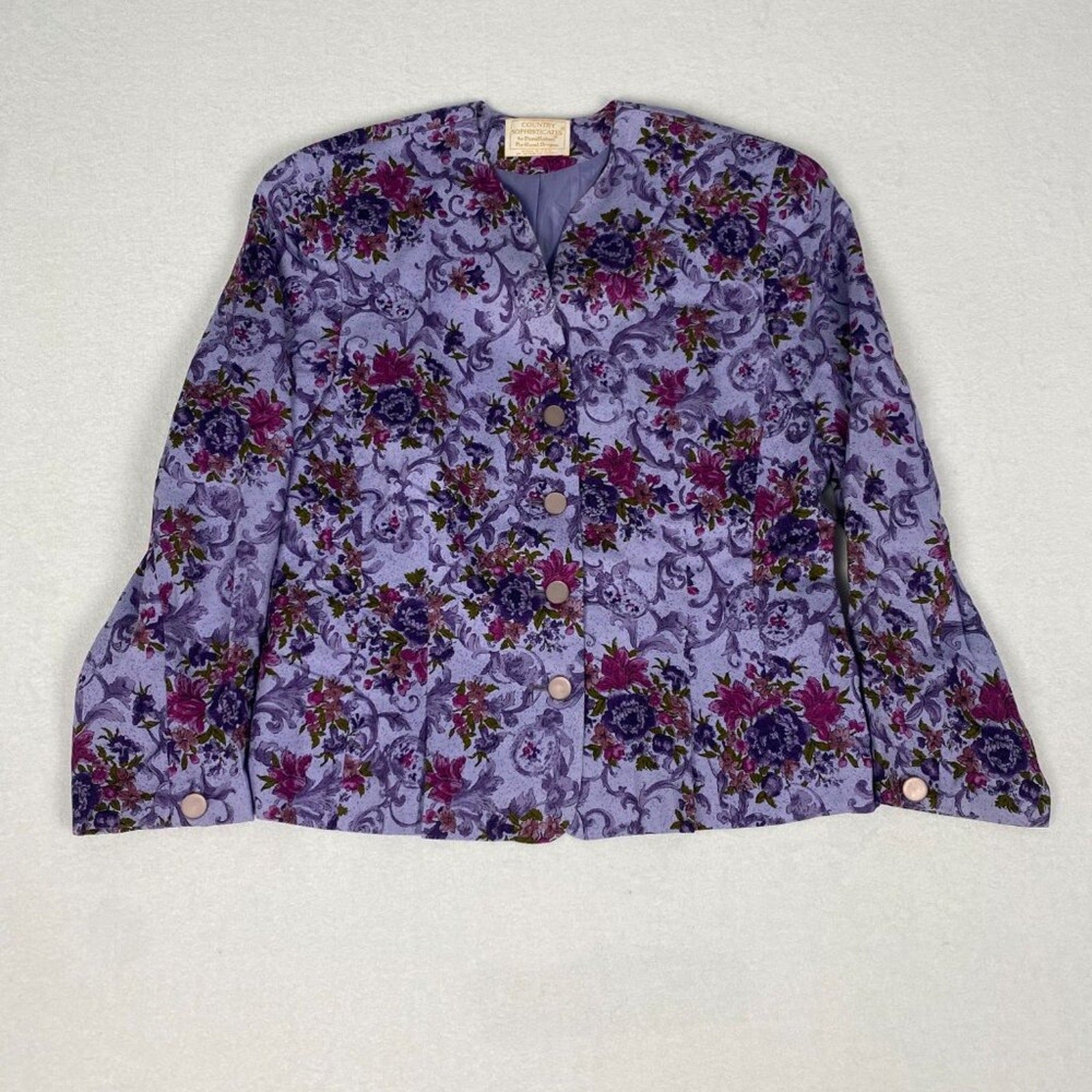 Vintage 80s Pendleton Made in USA Country Sophisticates Purple Ivy Floral Blazer