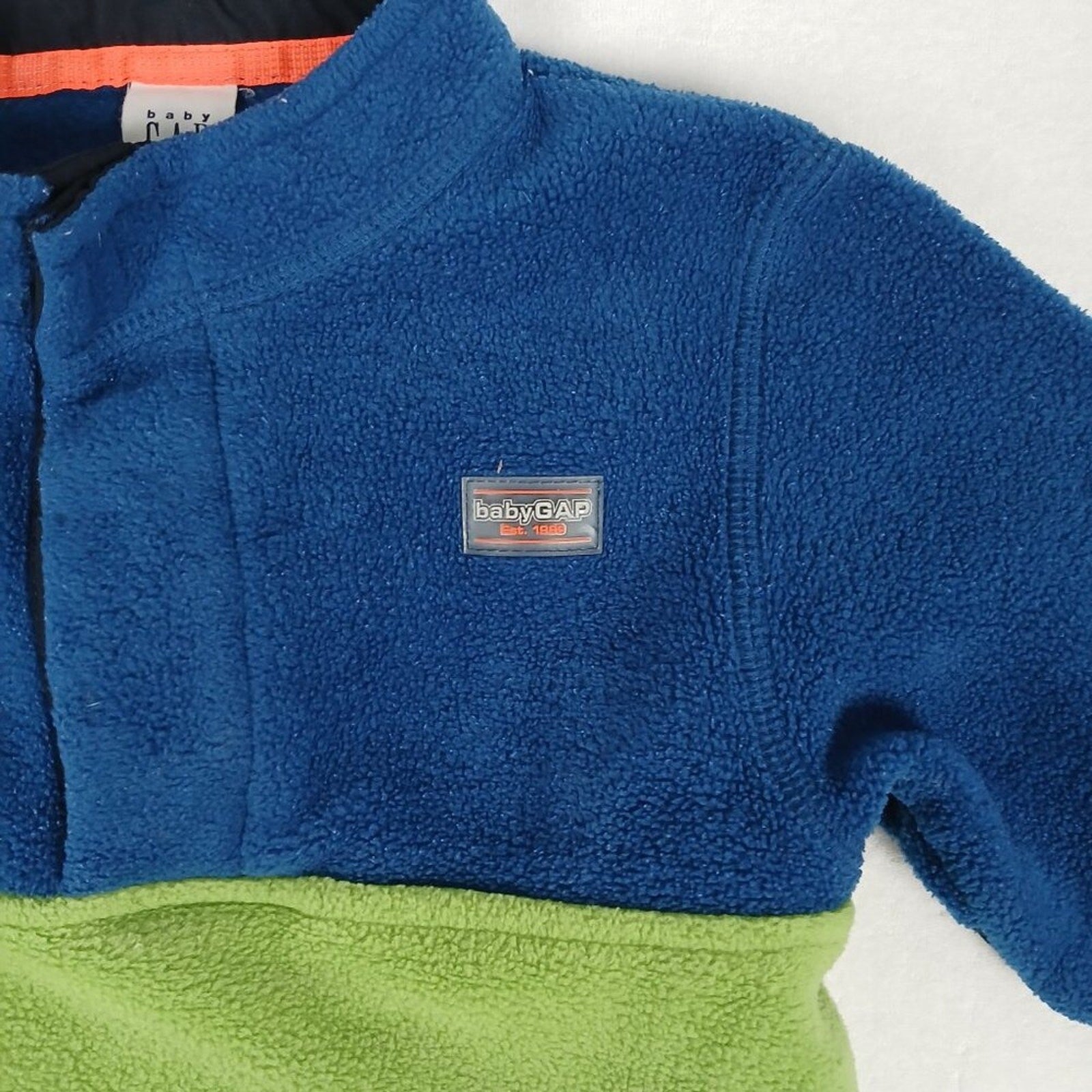 Baby Gap Color Block Fleece Green Blue 1/4 Zip Pullover Sweater Size 3