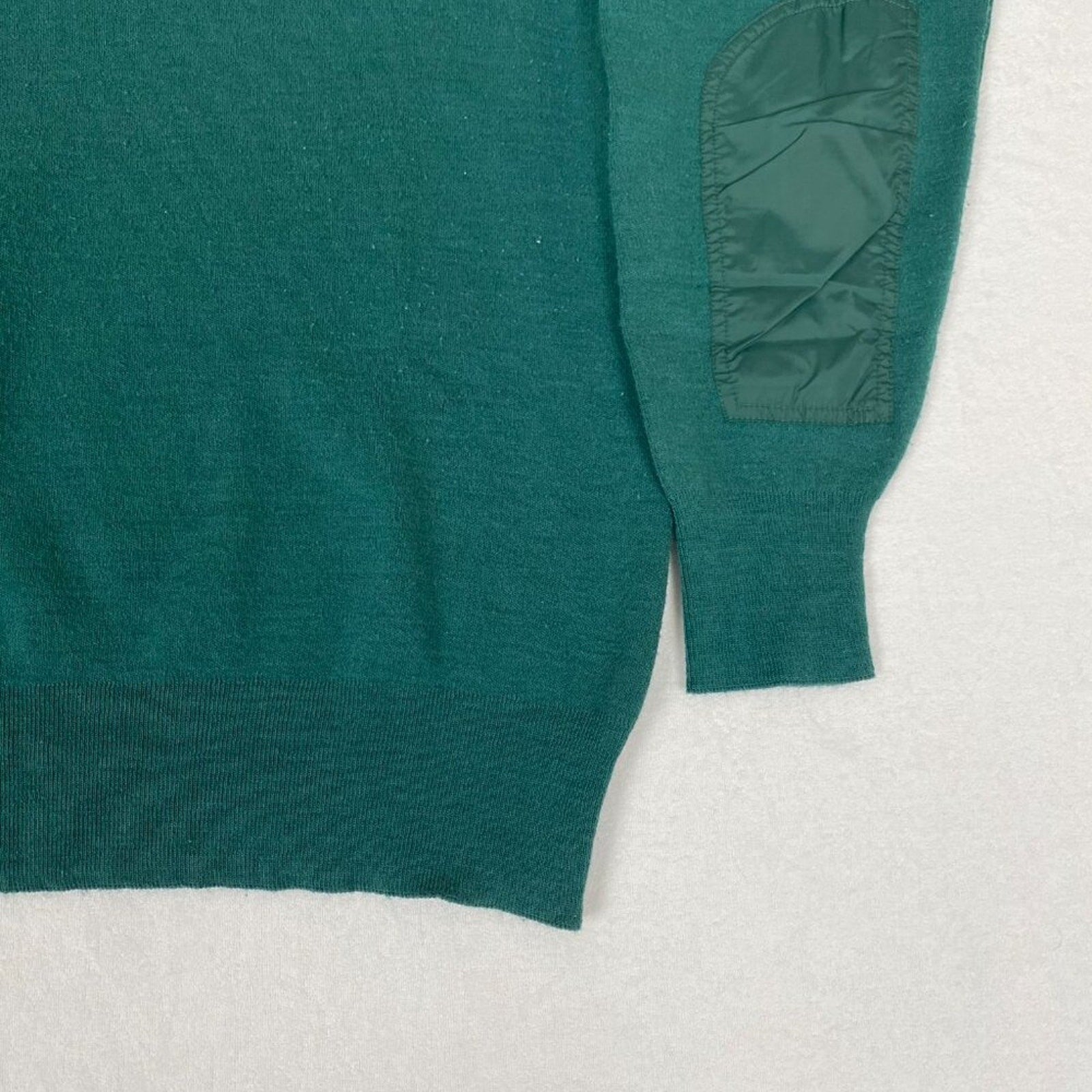 Vintage L.L. Bean Made in USA Hightrek Green Elbow Shoulder Patch Sweater