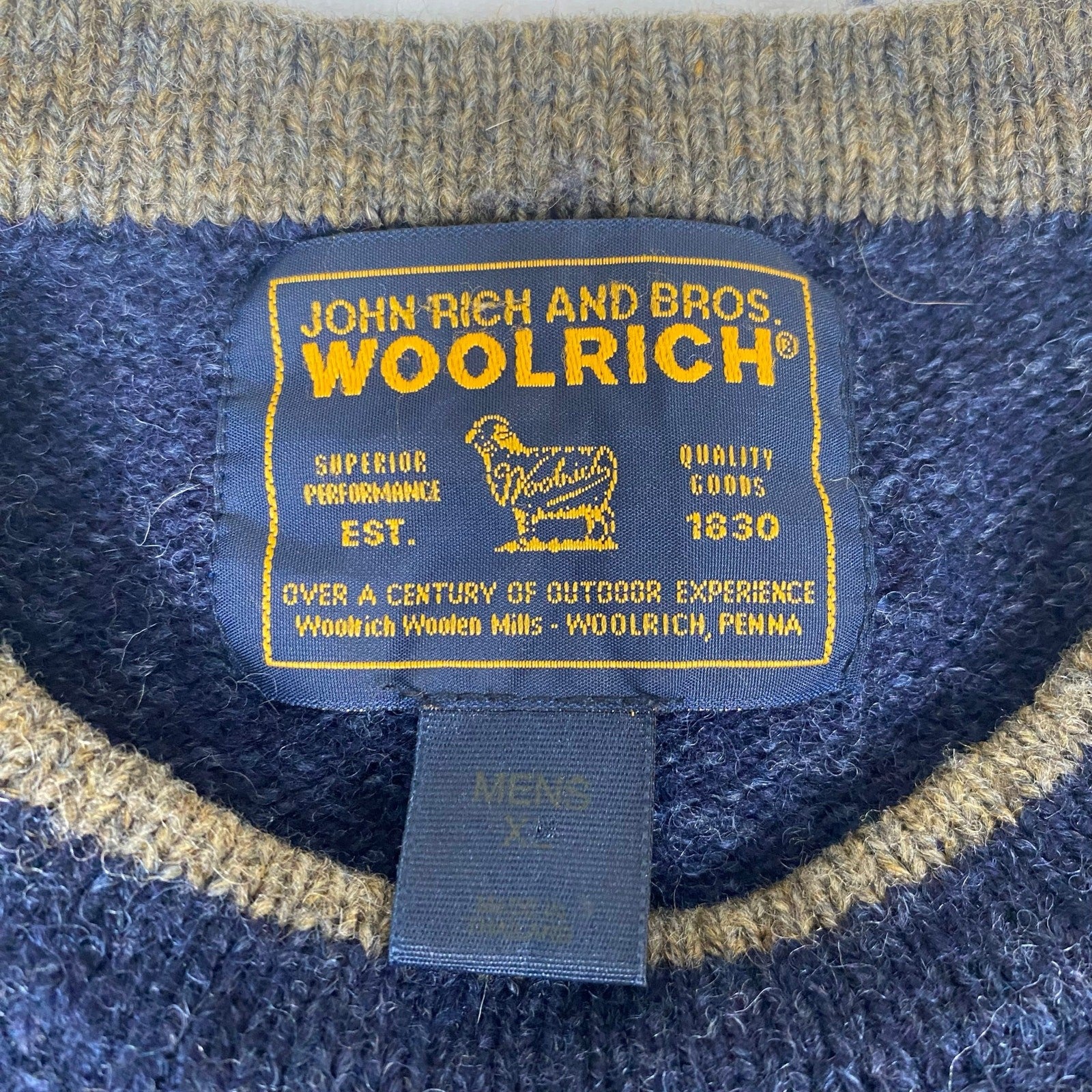 Woolrich Wool Blend Navy Blue Knit Men's Sweater XL