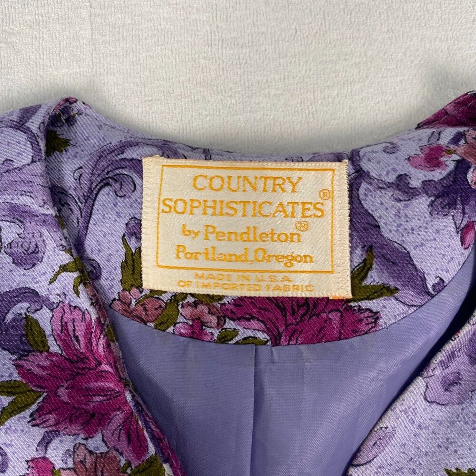 Vintage 80s Pendleton Made in USA Country Sophisticates Purple Ivy Floral Blazer