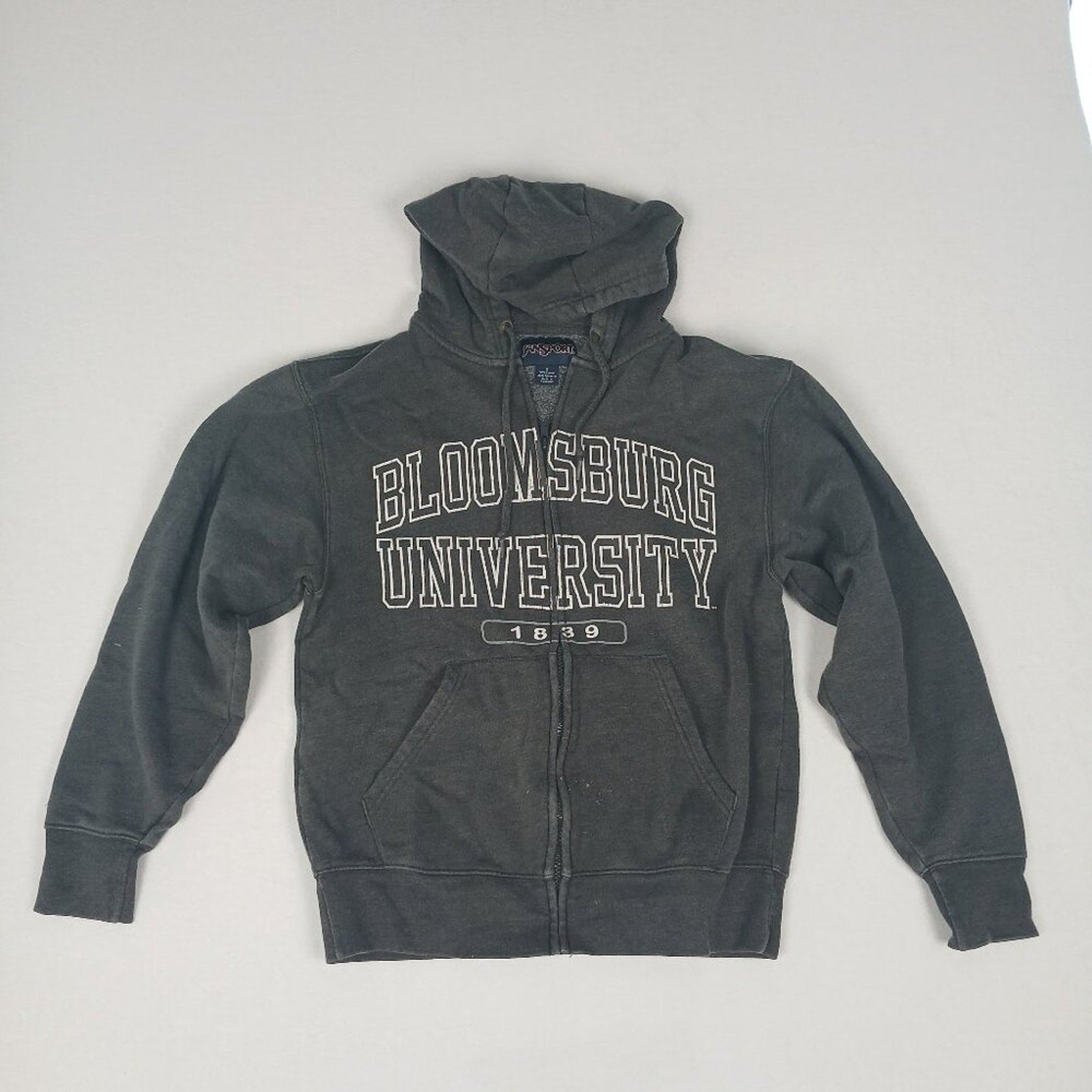 Bloomsburg University 1839 Pennsylvania Jansport Zip Up Grey Hoodie Jacket Small
