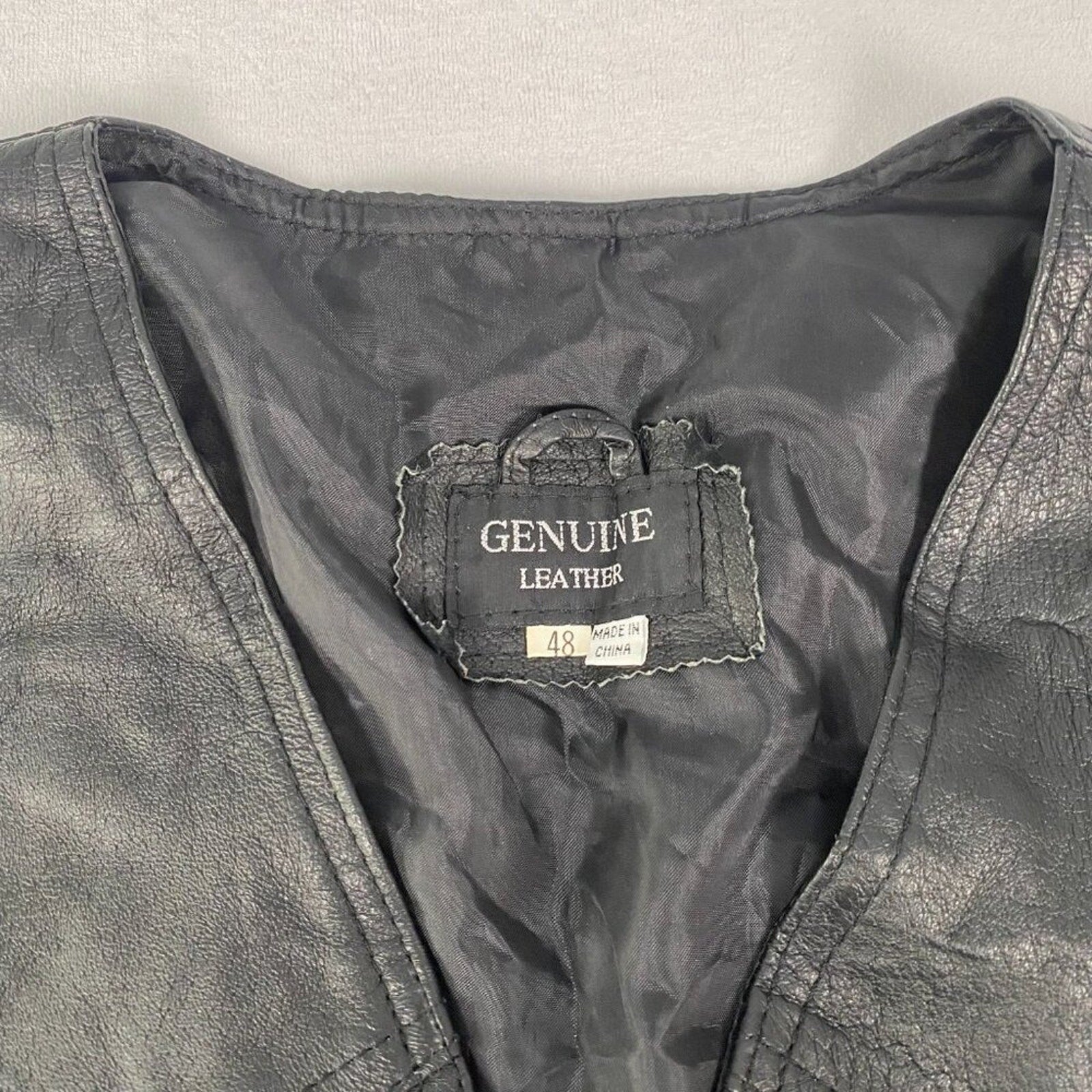 Genuine Leather Motorcycle Cowboy Black Vest Size 48