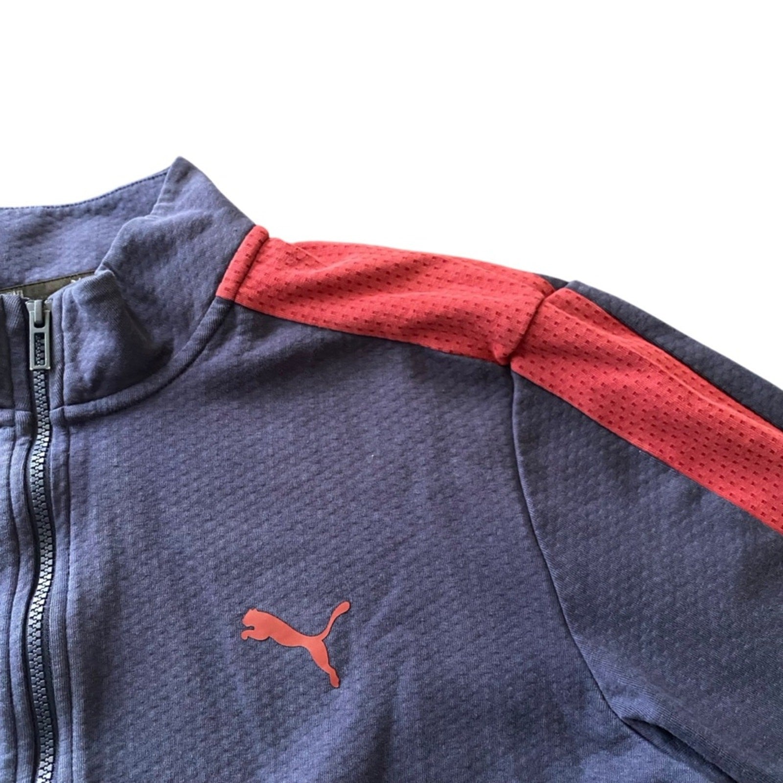 Puma Navy Blue Ted Stripe Graphic Zipper Athletic Jacket Size Large