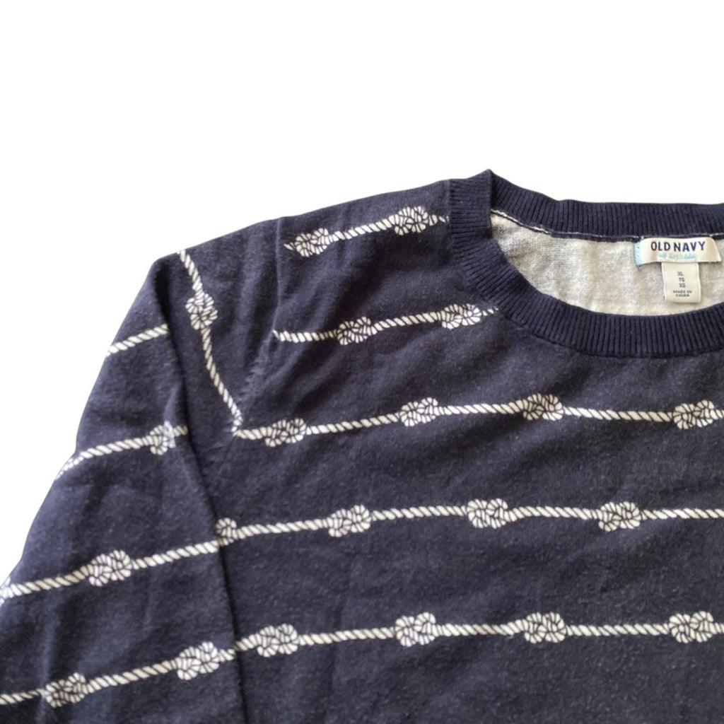 Old Navy Women’s Sail Knot Striped Navy Blue Sweater Size XL