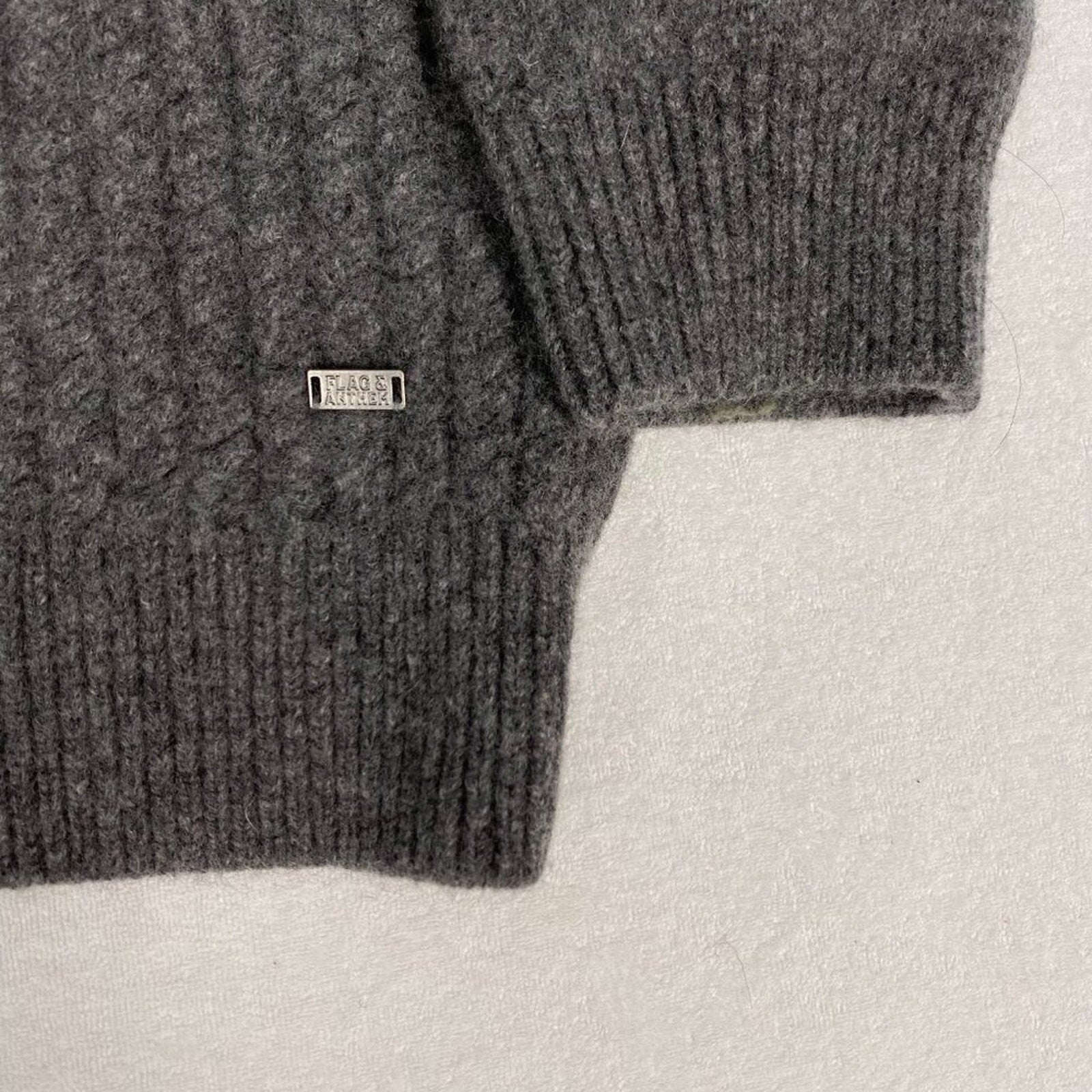 Flag & Anthem Wool Grey 1/4 Zip Textured Knit Pullover Sweater