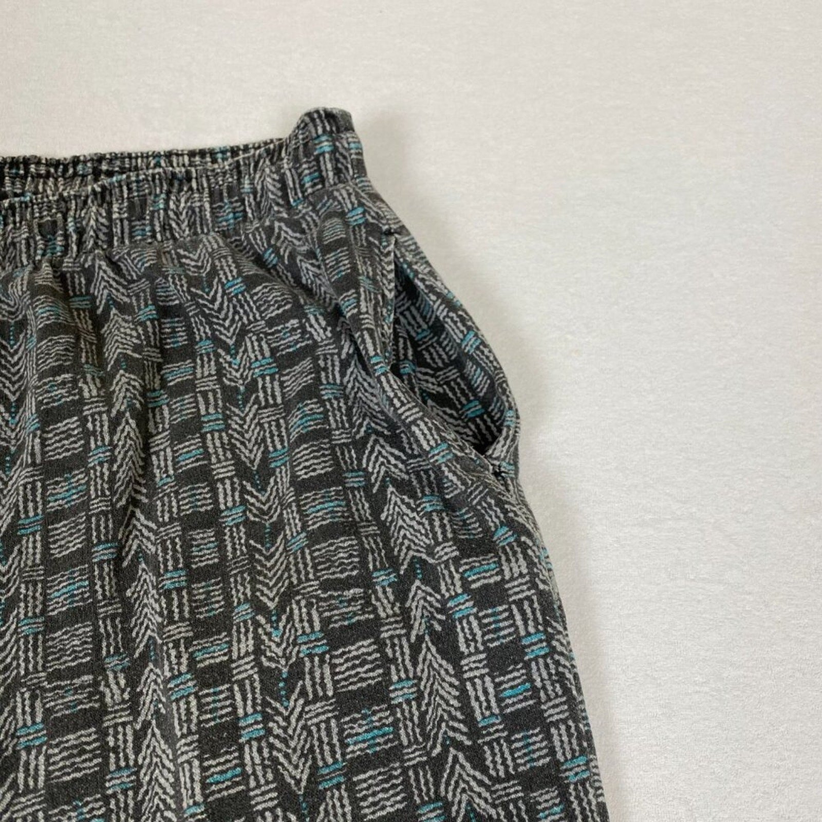 Vintage 80s Ruba Baggy Workout Elastic Waist Blue Geometric Allover Pants