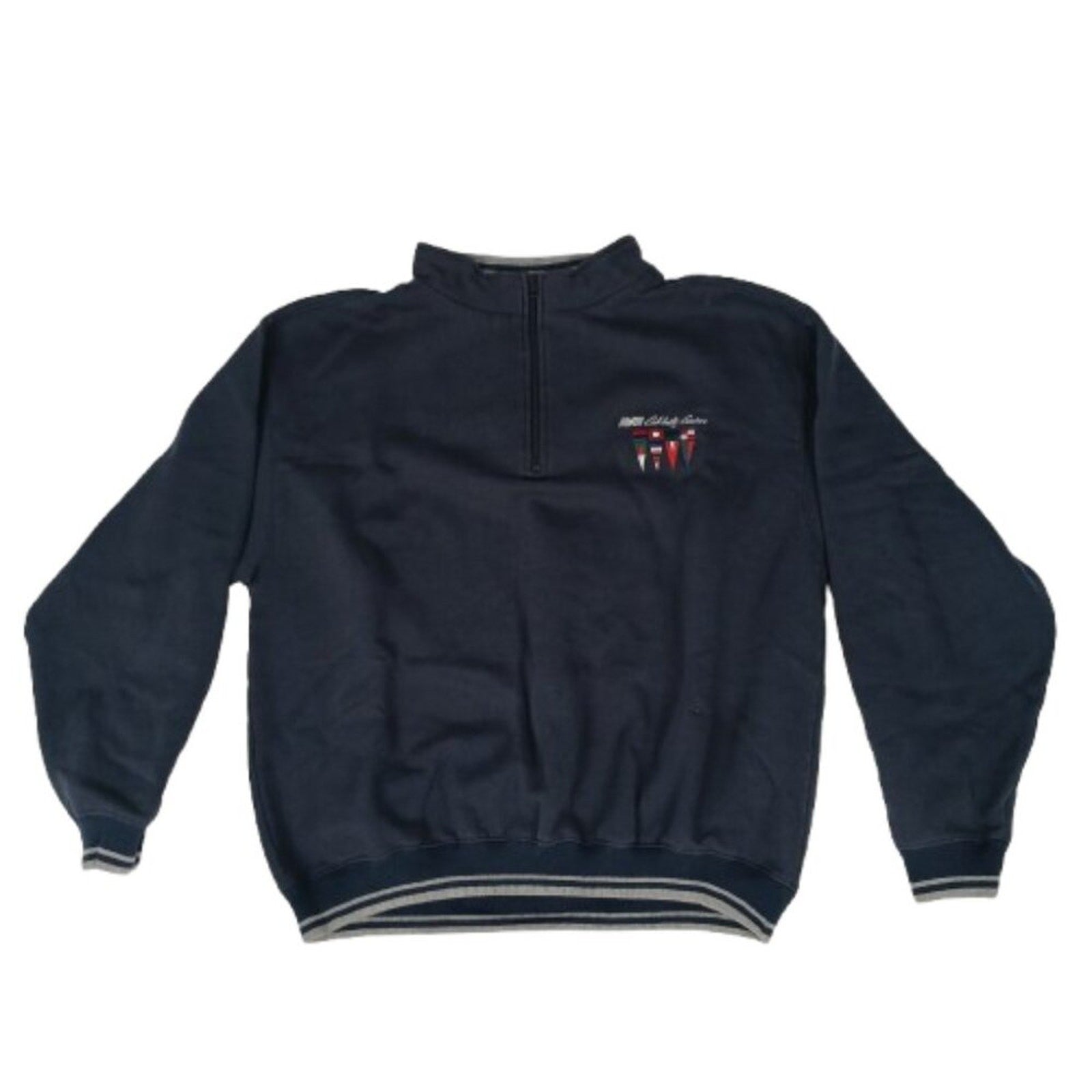 Y2K Celebrity Cruises Sailing Maritime Flags Navy Blue 1/4 Zip Sweatshirt Large.