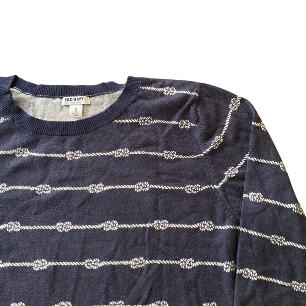 Old Navy Women’s Sail Knot Striped Navy Blue Sweater Size XL
